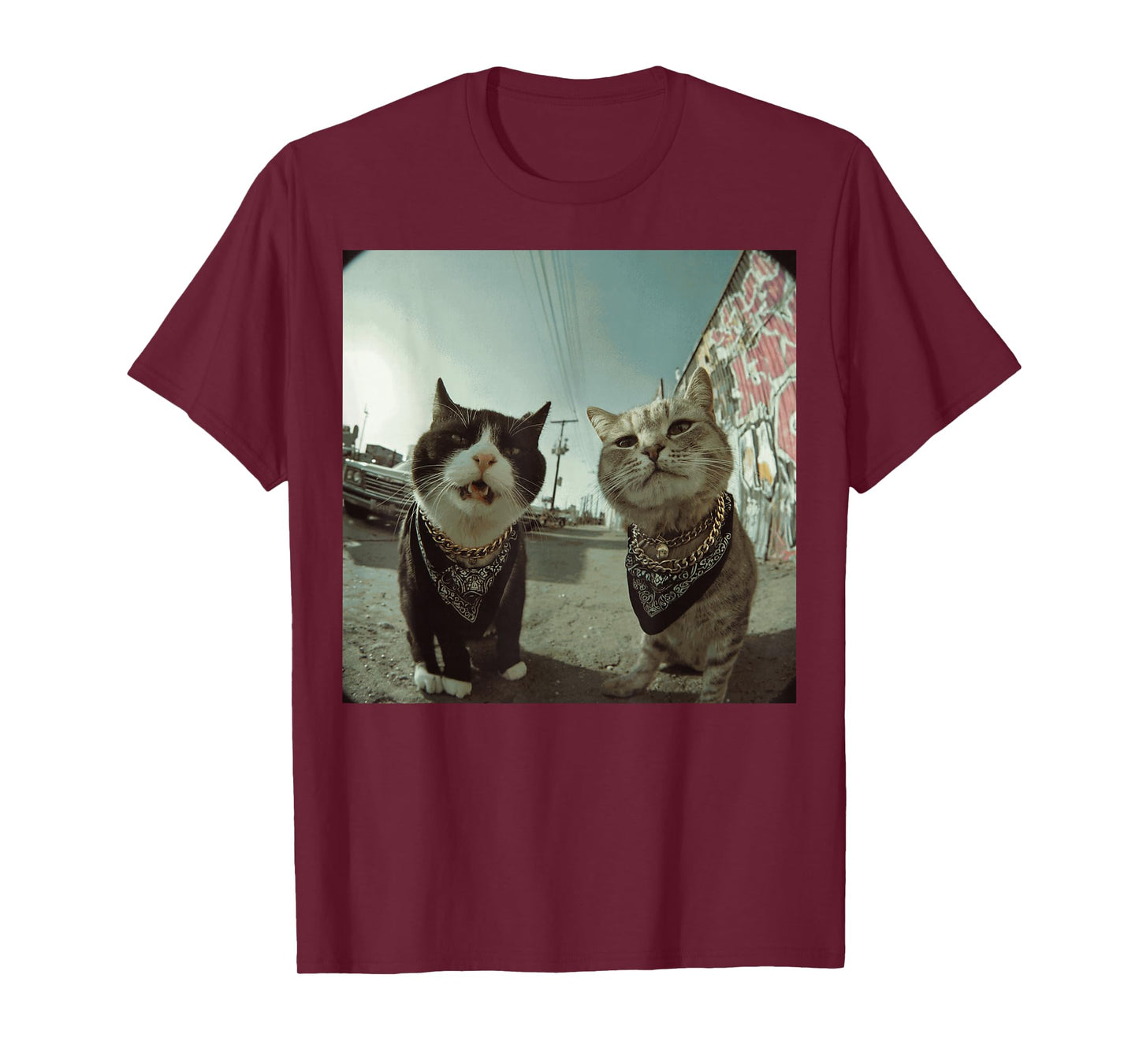 Funny Graphic Cat Gangster Funny T-Shirt