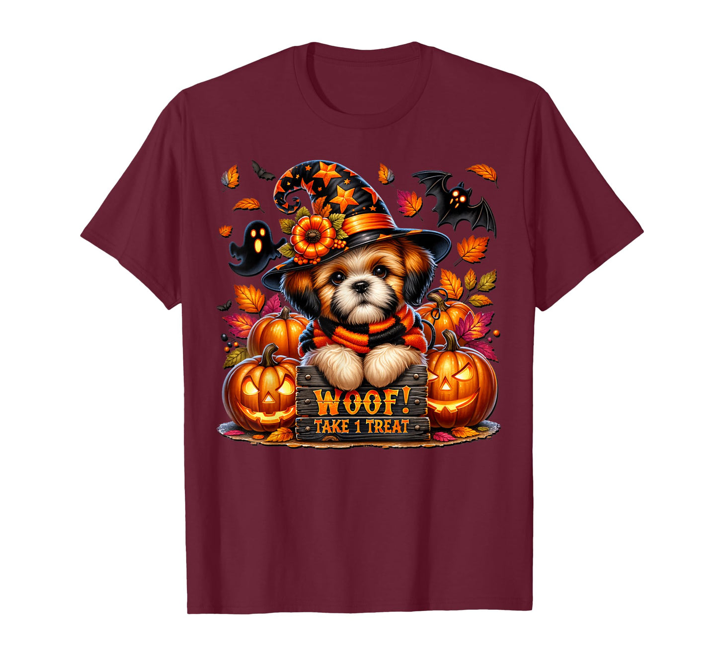 Shih Tzu Halloween Pumpkin Ghost and Bat for Shih Tzu Mom T-Shirt