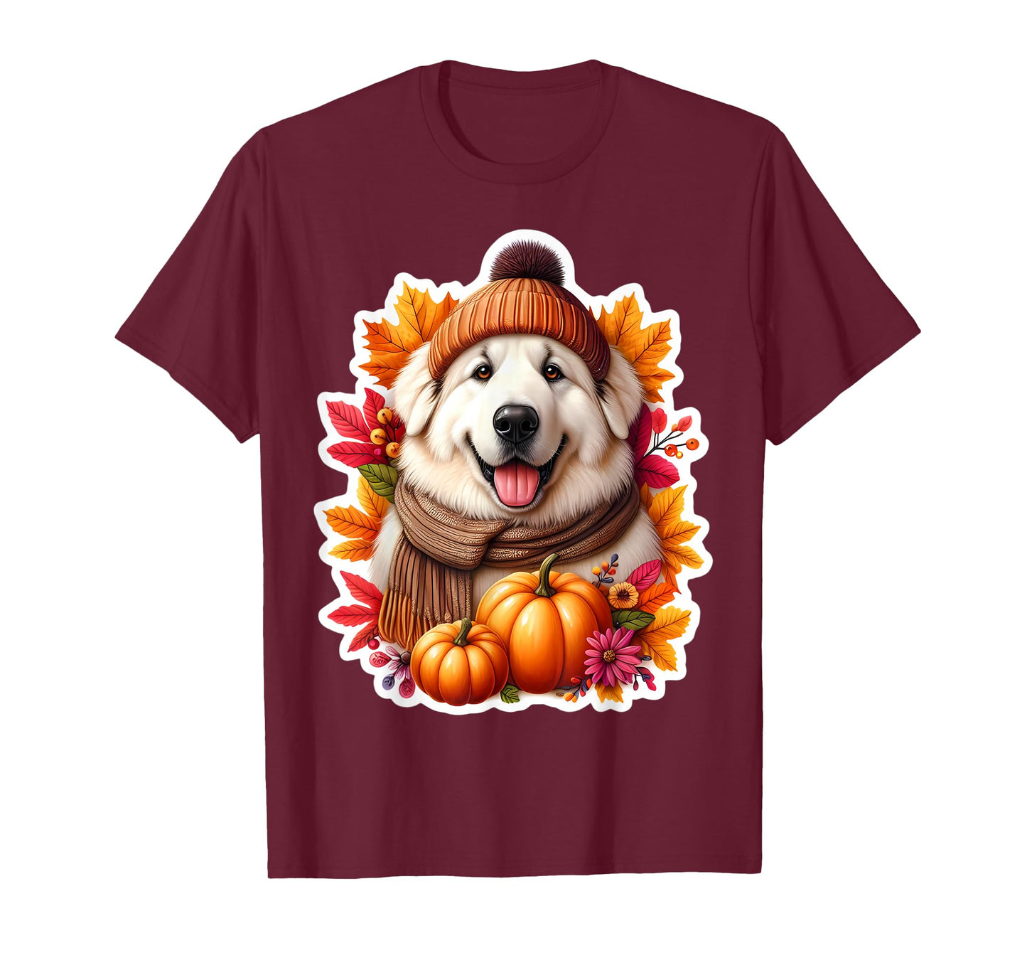 Autumn Fall Great Pyrenees Dog Owner Lover Pumpkin Vintage T-Shirt