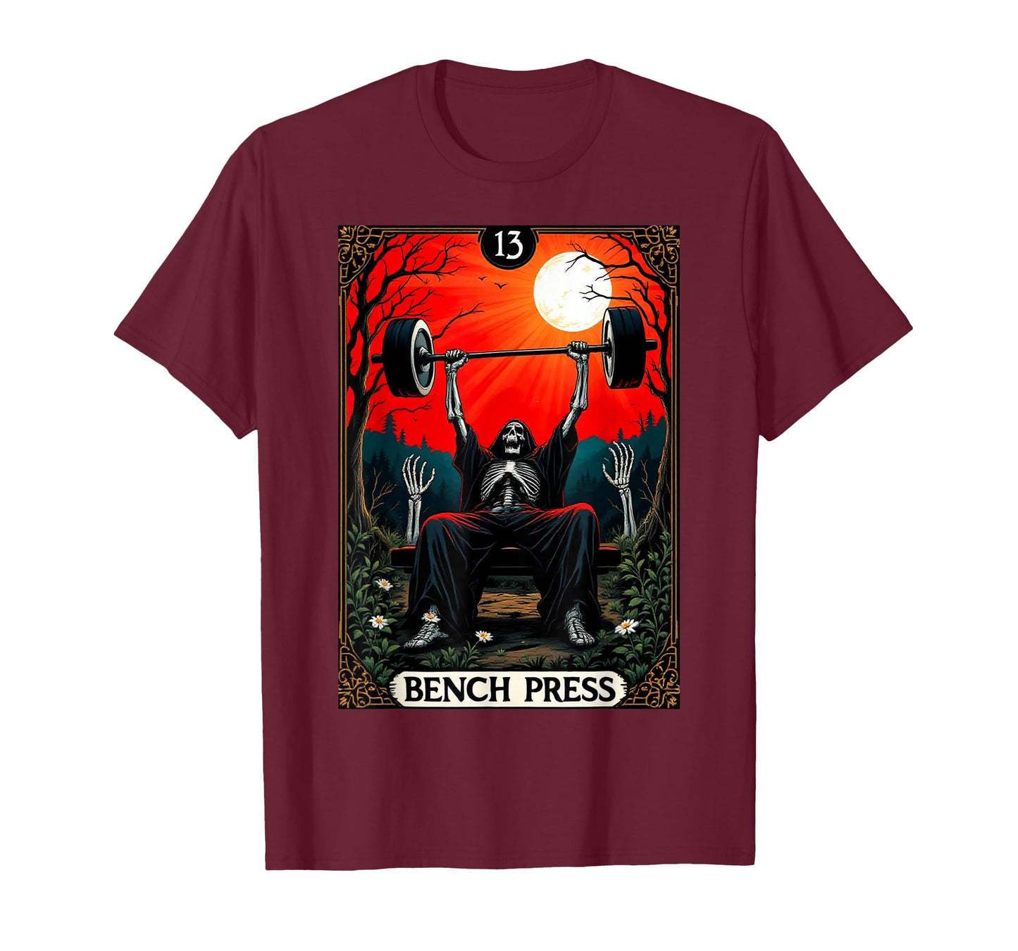 Funny Tarot Card Bench Press Gym Occult Workout Fitness T-Shirt