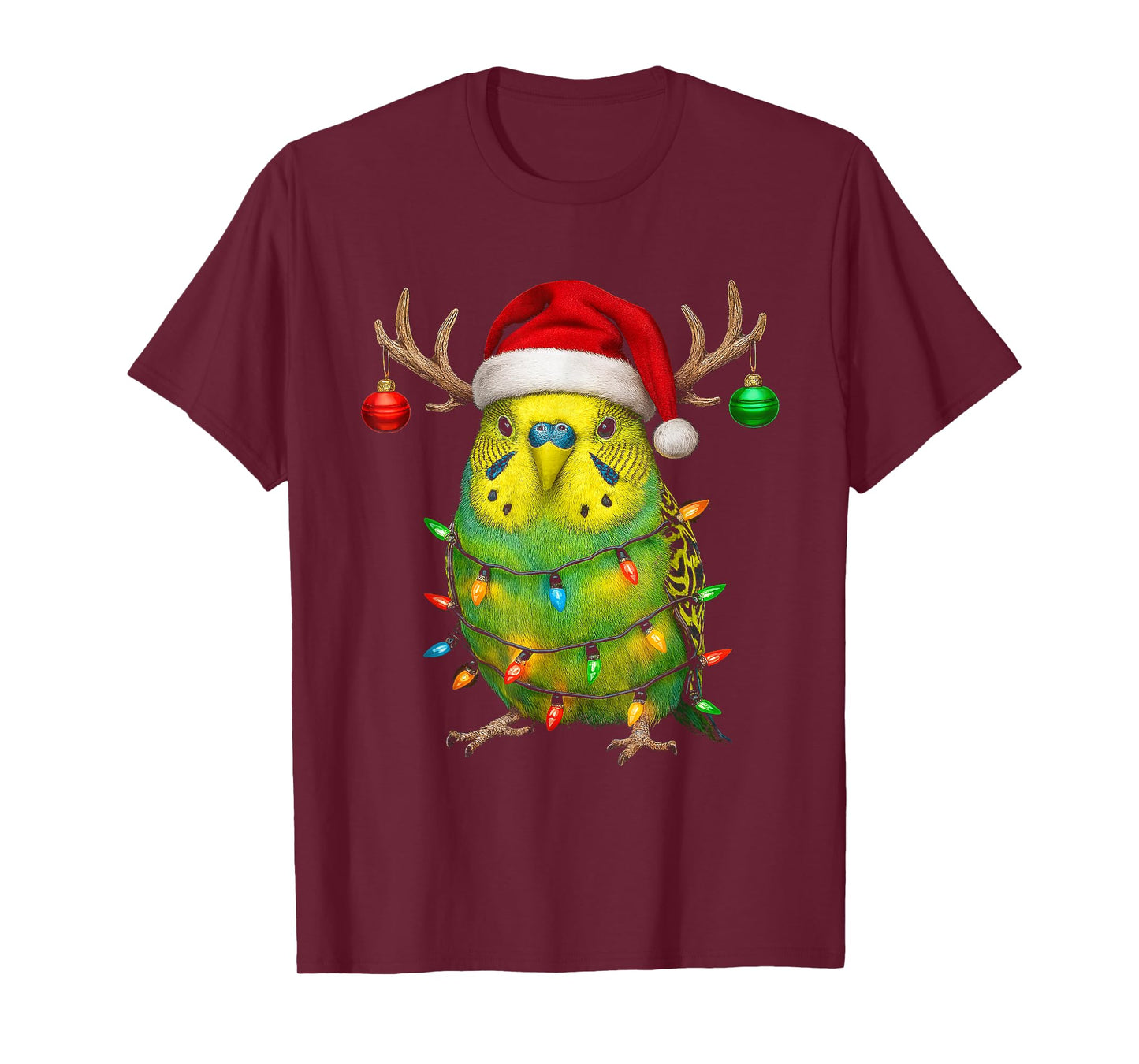 Parakeet Budgerigar Christmas Budgie Santa Hat Lover T-Shirt