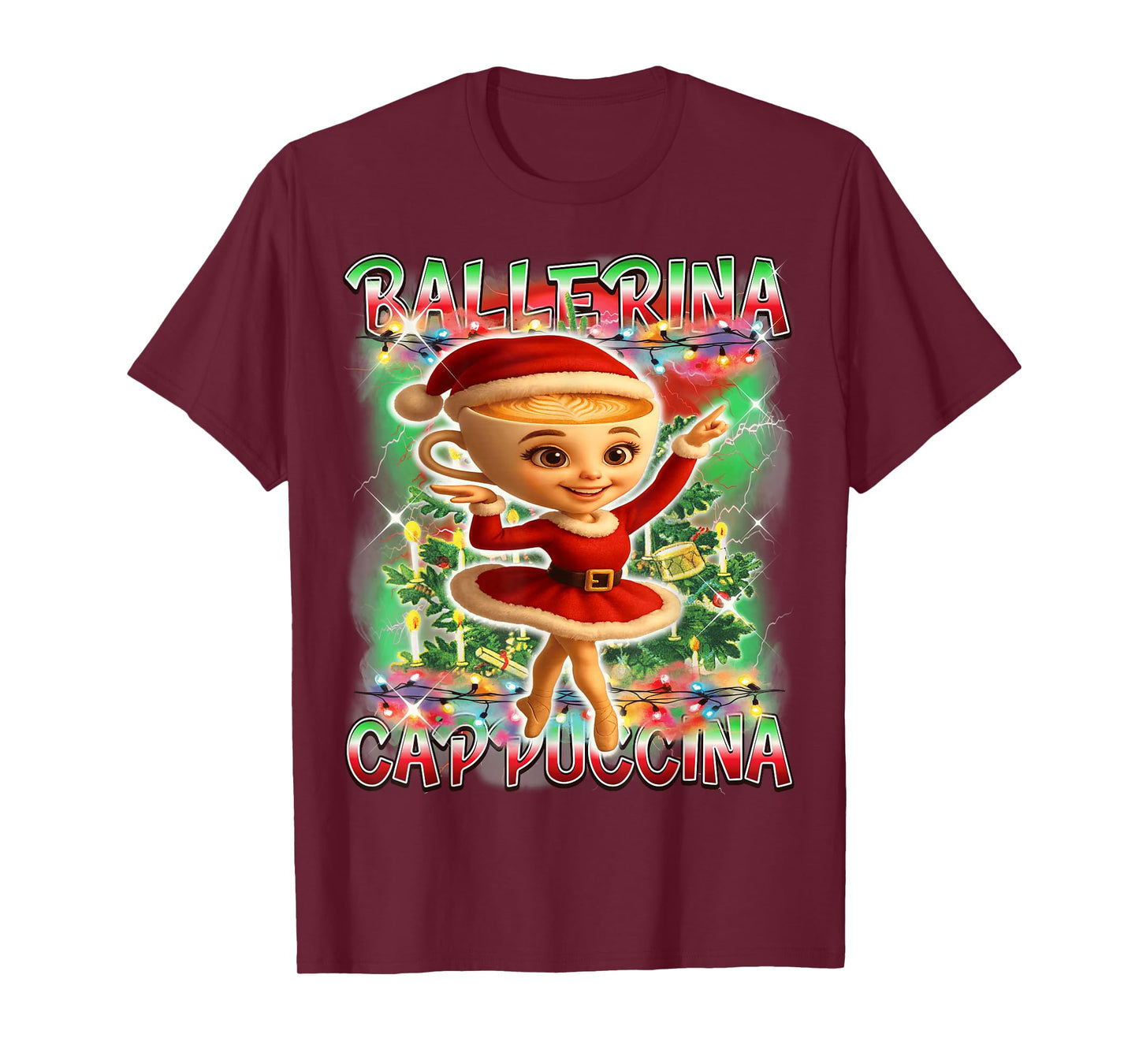 Ballerina Cappuccina Santa Claus Italian Brainrot Christmas T-Shirt