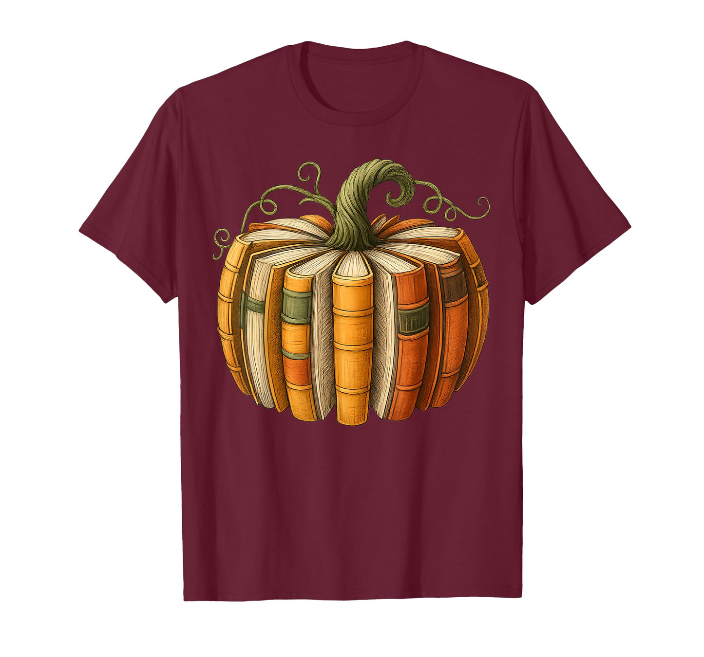 Fall Book Pumpkin Retro Reading Halloween Teacher T-Shirt