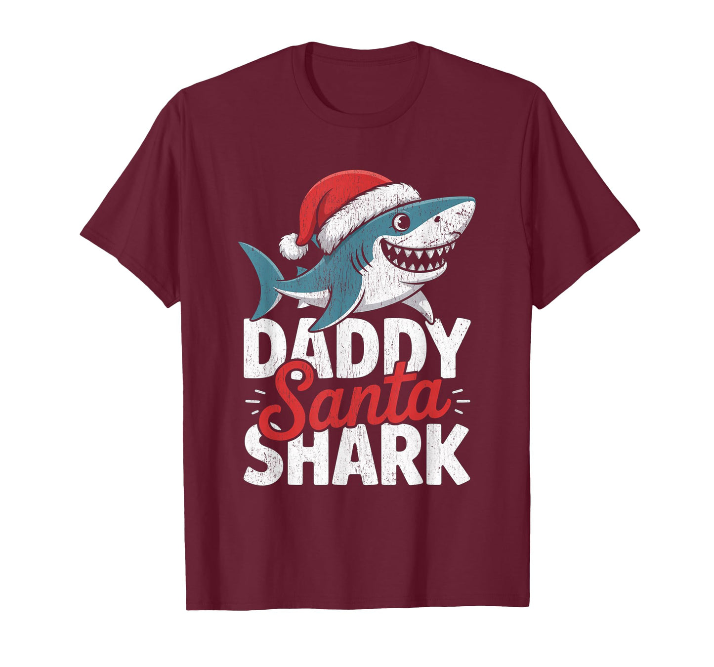 Papa Sharkmas Funny Shark Santa Hat Ugly Christmas Sweater T-Shirt