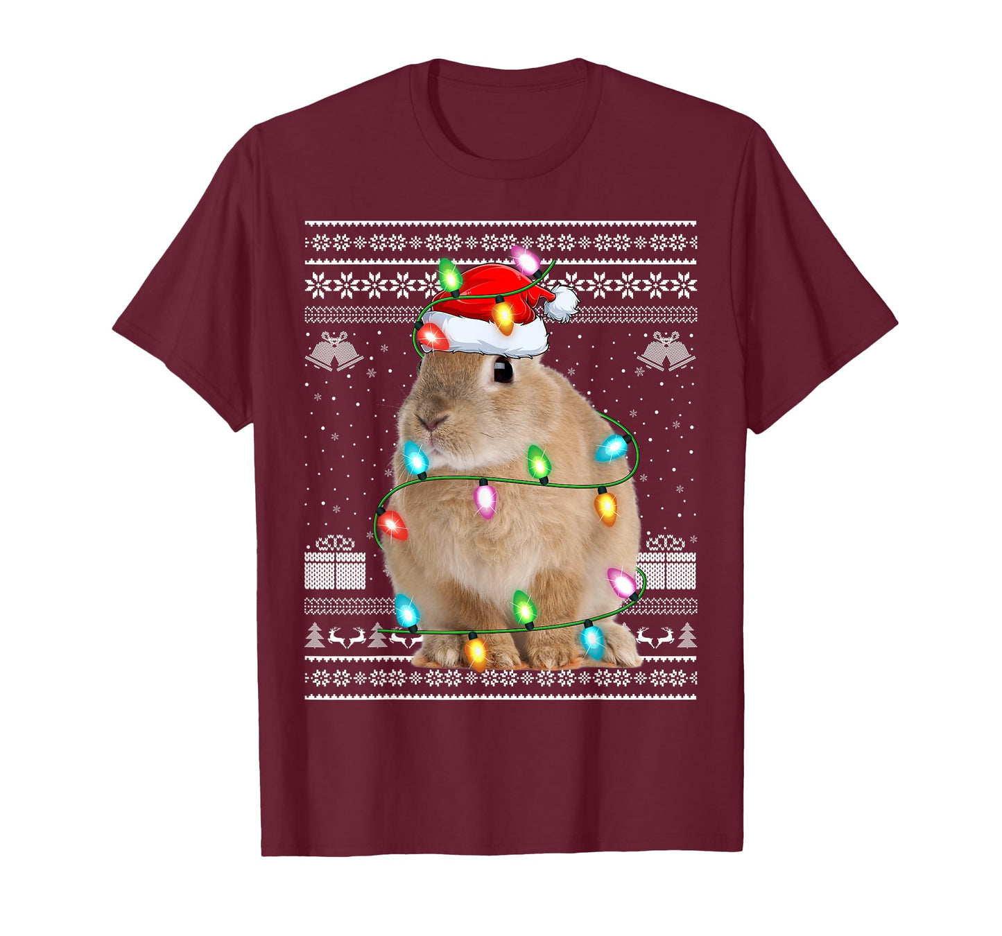 Bunny Rabbit Xmas Lights Ugly Christmas Sweater Pajamas T-Shirt