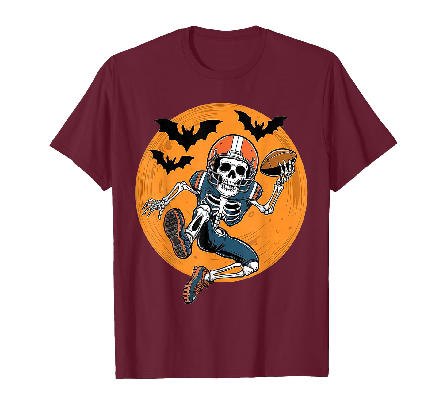 American Football Skeleton Halloween Sport Football Men Boy T-Shirt