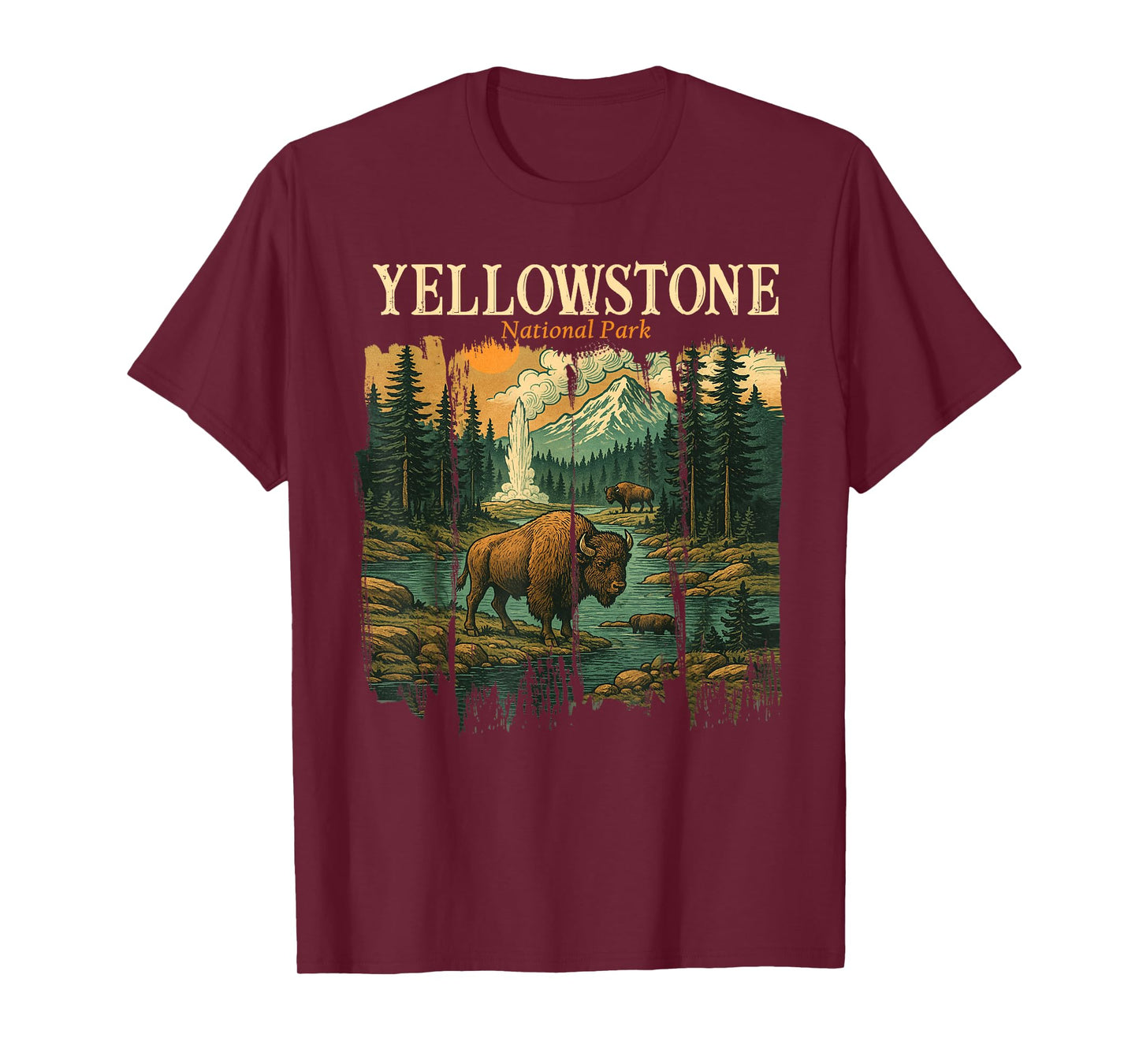 Retro Yellowstone National Park Vintage Hiking Camping T-Shirt