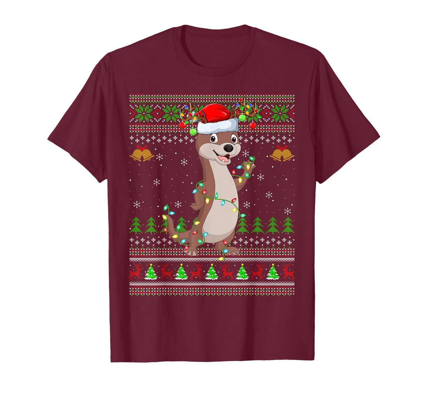 Funny Otter Ugly Christmas Sweaters Holiday Santa Cute Xmas T-Shirt