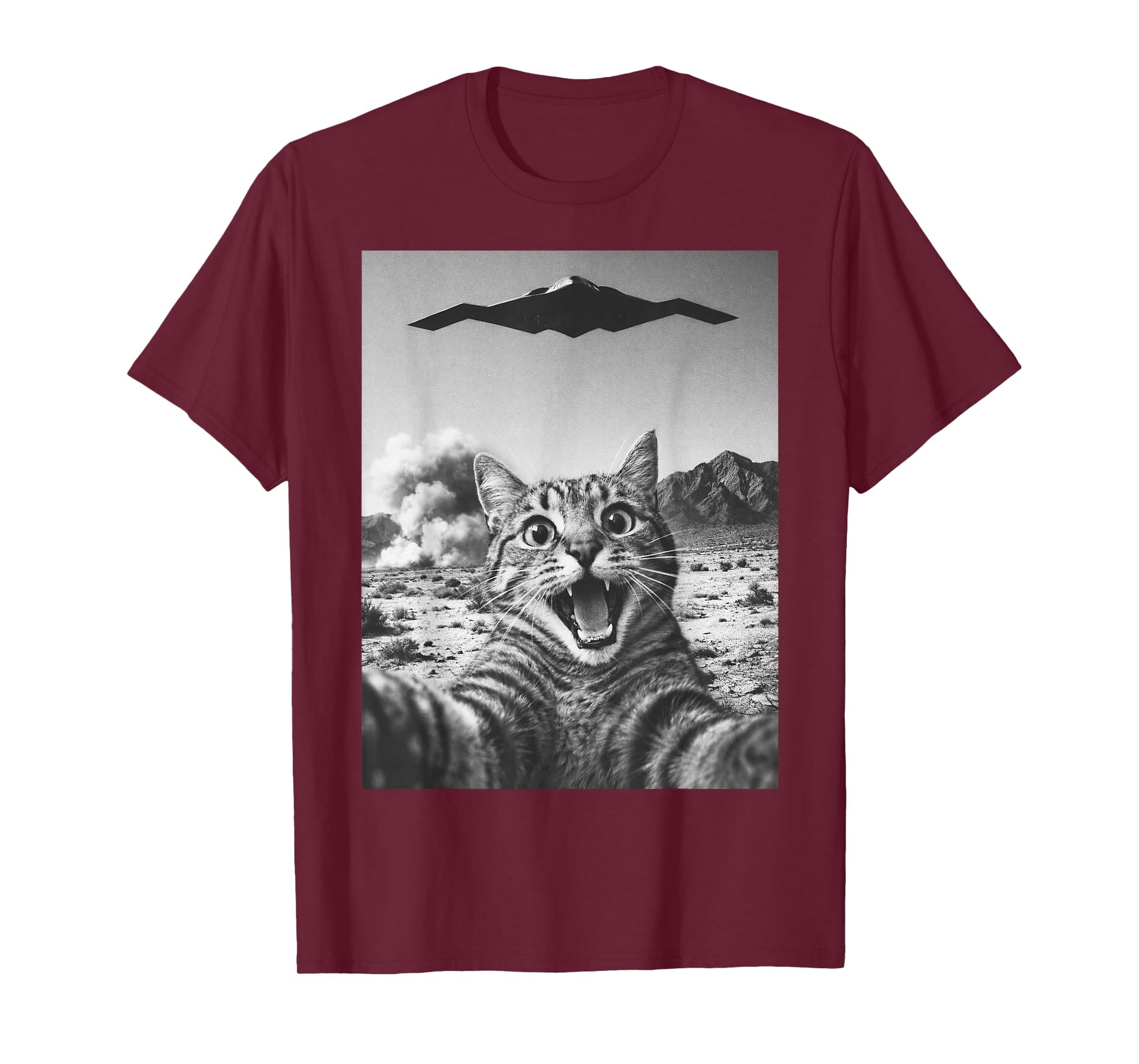 Cat Selfie Funny Operation Epic Fury Cat Meme T-Shirt - T-Shirt | Maroon