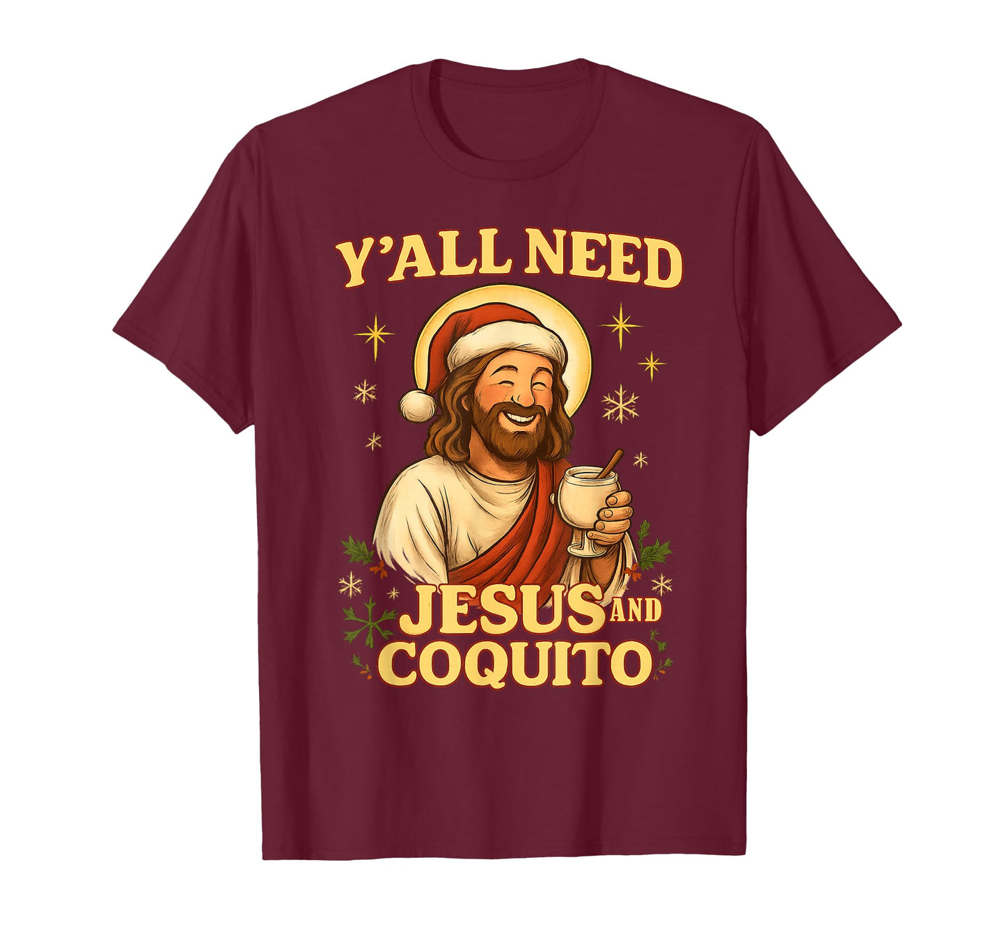 Y’All Need Jesús y Coquito Diseño Navideño Boricua con Flow T-Shirt
