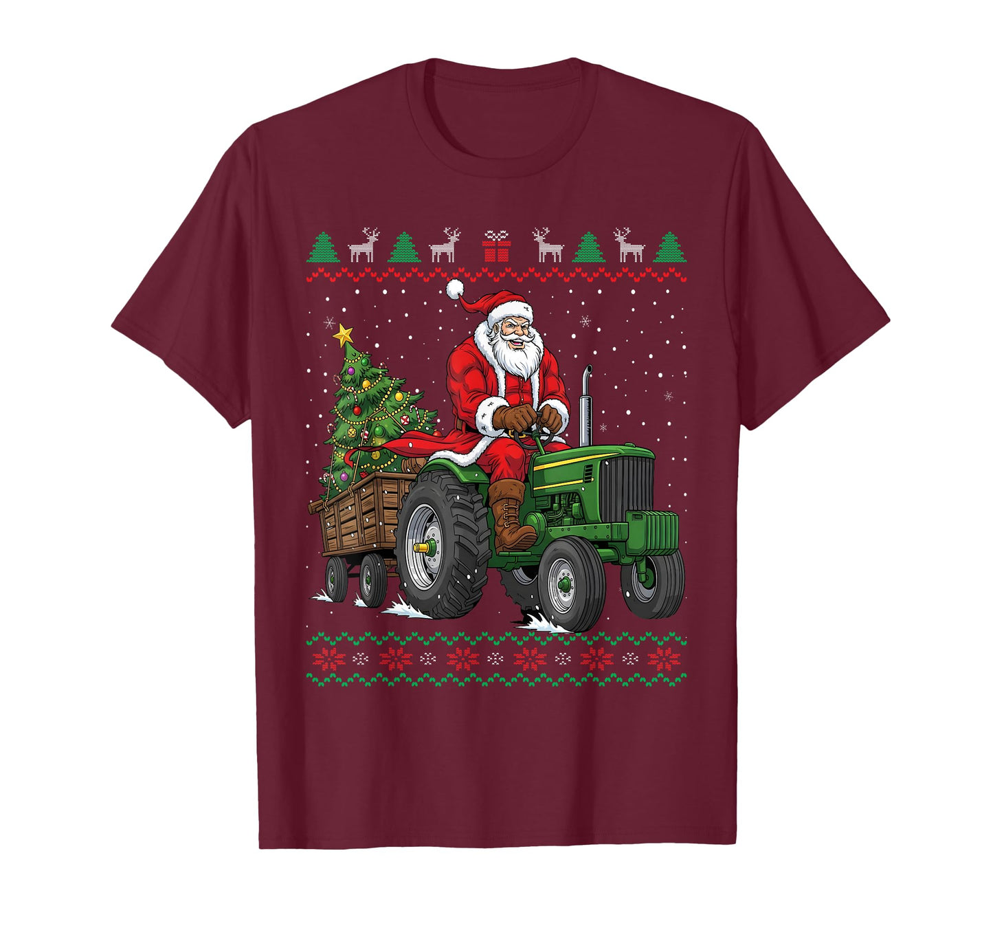 Santa Claus Tractor Farmer Ugly Christmas Sweater T-Shirt