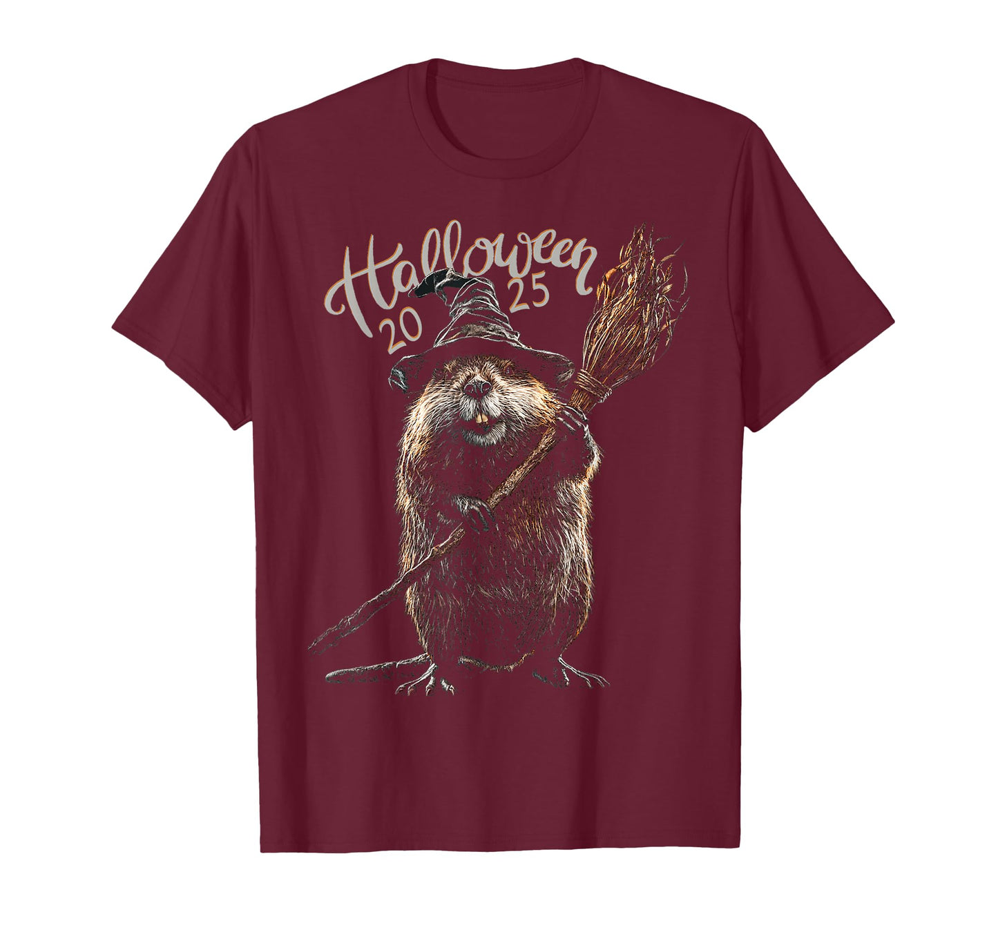 Halloween 2025 Beaver Witch Animal Costume Fun T-Shirt