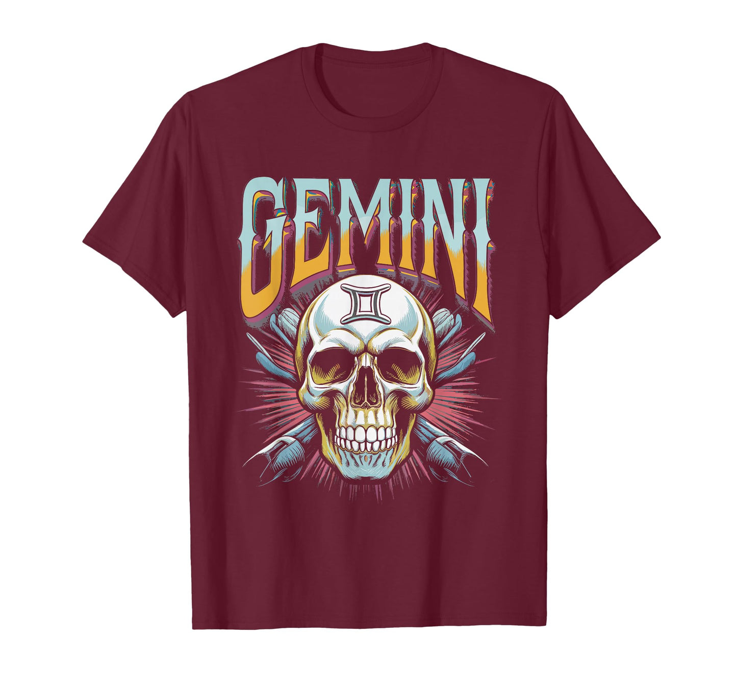 Gemini Witchcraft Zodiac Signs Art Skull Constellation T-Shirt