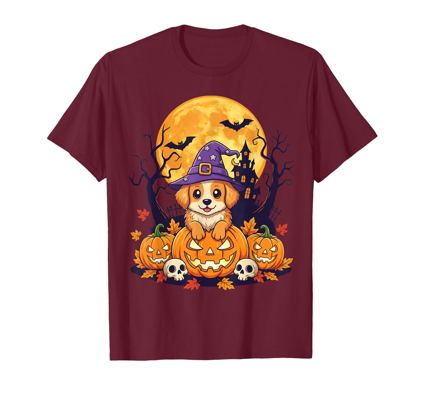 Halloween Dog Cute Puppy Costume Pumpkin Vintage Autumn T-Shirt