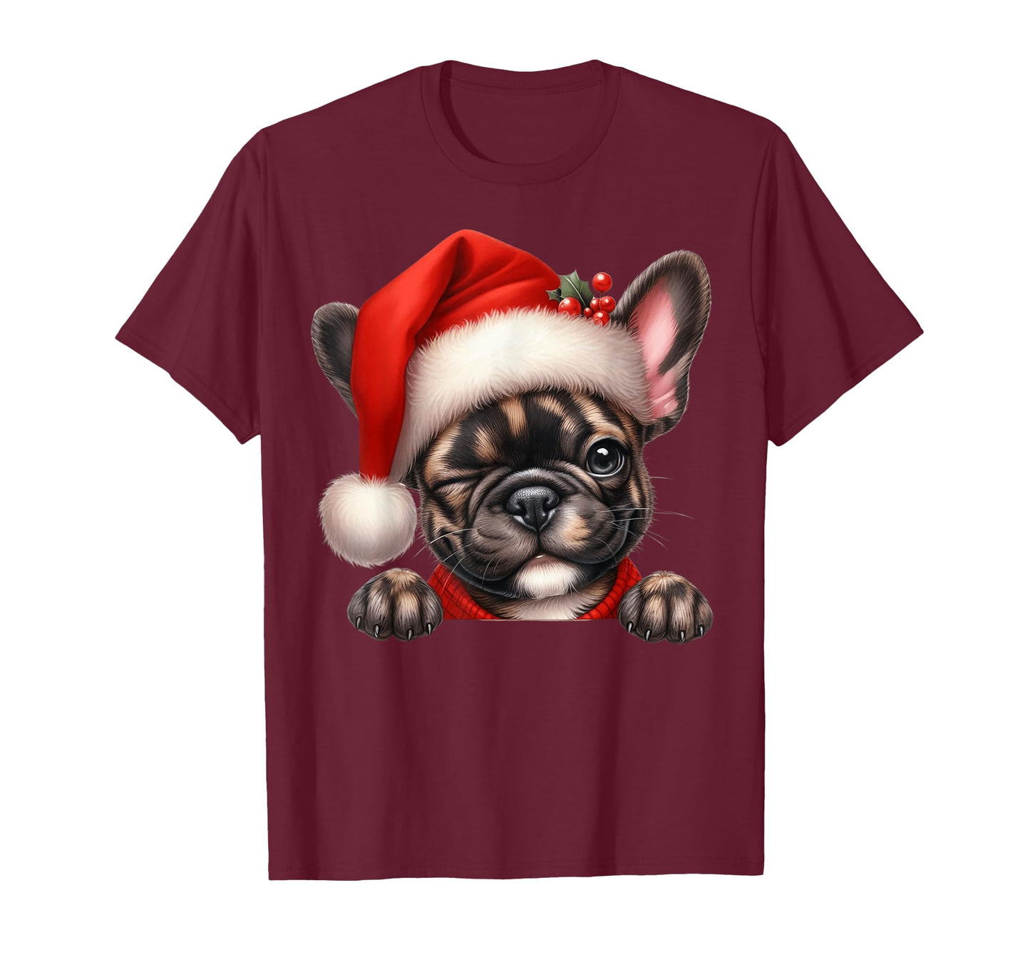 French Bulldog Dog Christmas Santa Hat Dog Mom Dad T-Shirt