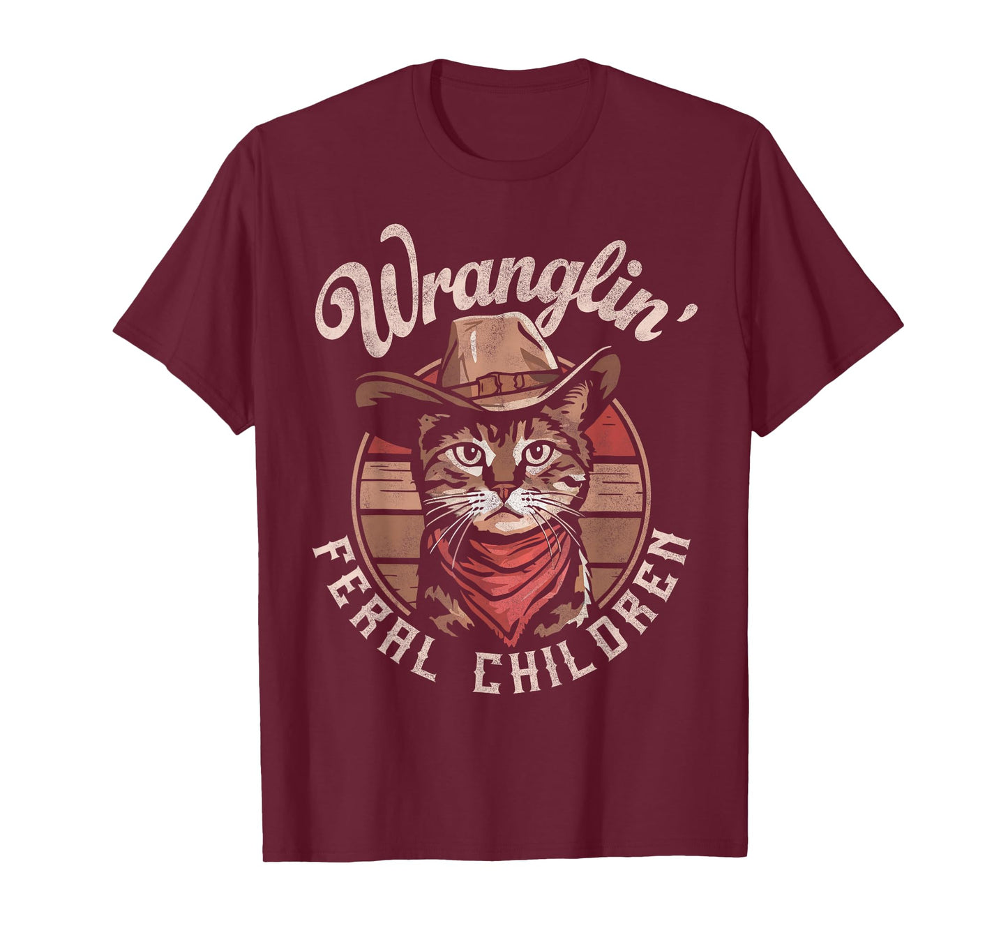 Wranglin' Feral Children Retro Cowboy Cat 90s Western Mom T-Shirt
