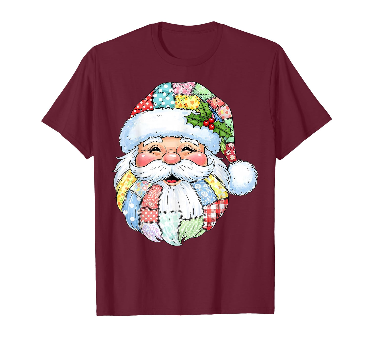 Patchwork Santa Claus Retro Christmas Funny Mens Womans Kids T-Shirt