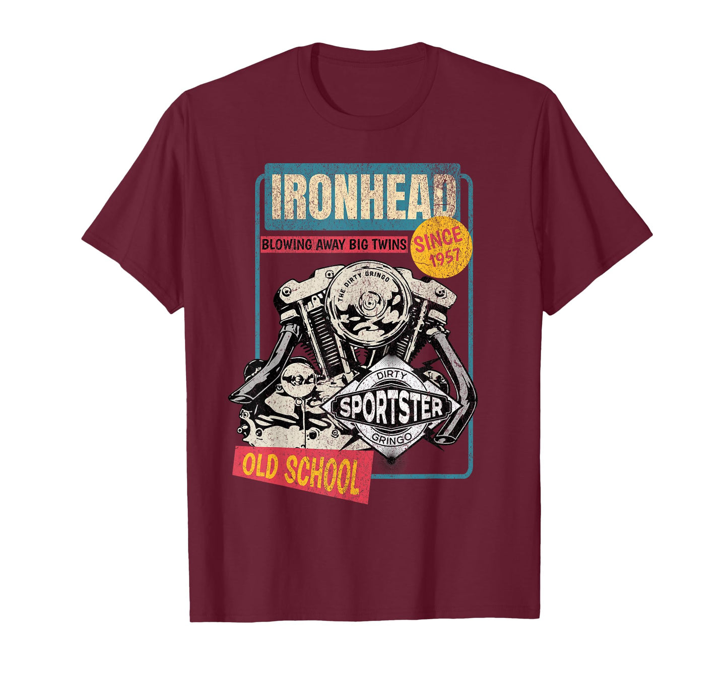 Ironhead Old School HD Pin Up Retro Motorcycle Sportster Hot T-Shirt