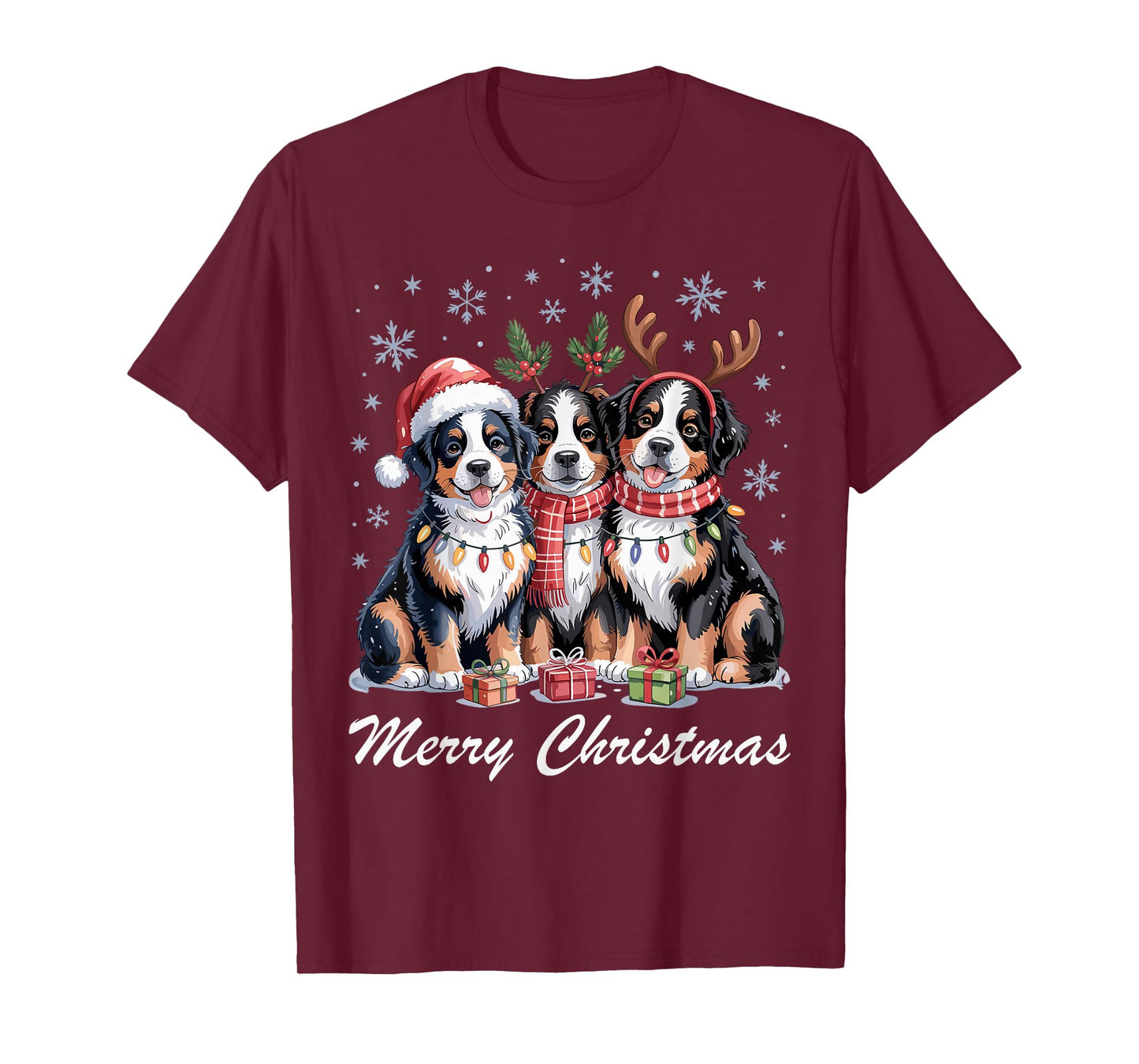 Bernese Mountain Merry Christmas Funny Dog Lovers Holiday T-Shirt
