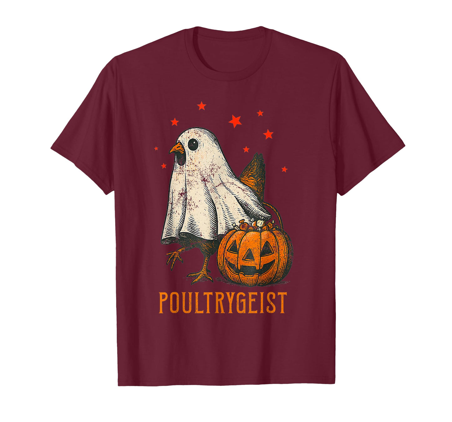 Poultrygeist Funny Halloween Chicken Ghost Costume Pumpkin T-Shirt