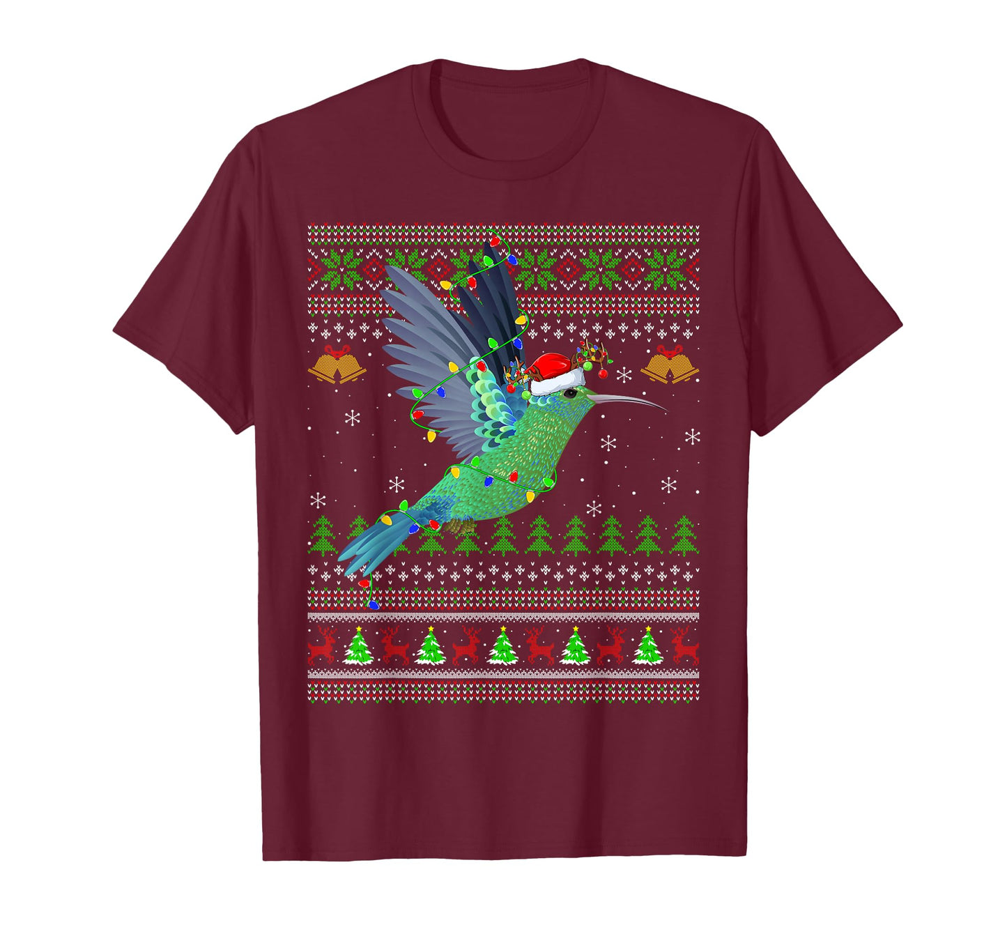 Hummingbird Ugly Christmas Sweaters Holiday Santa Cute Xmas T-Shirt