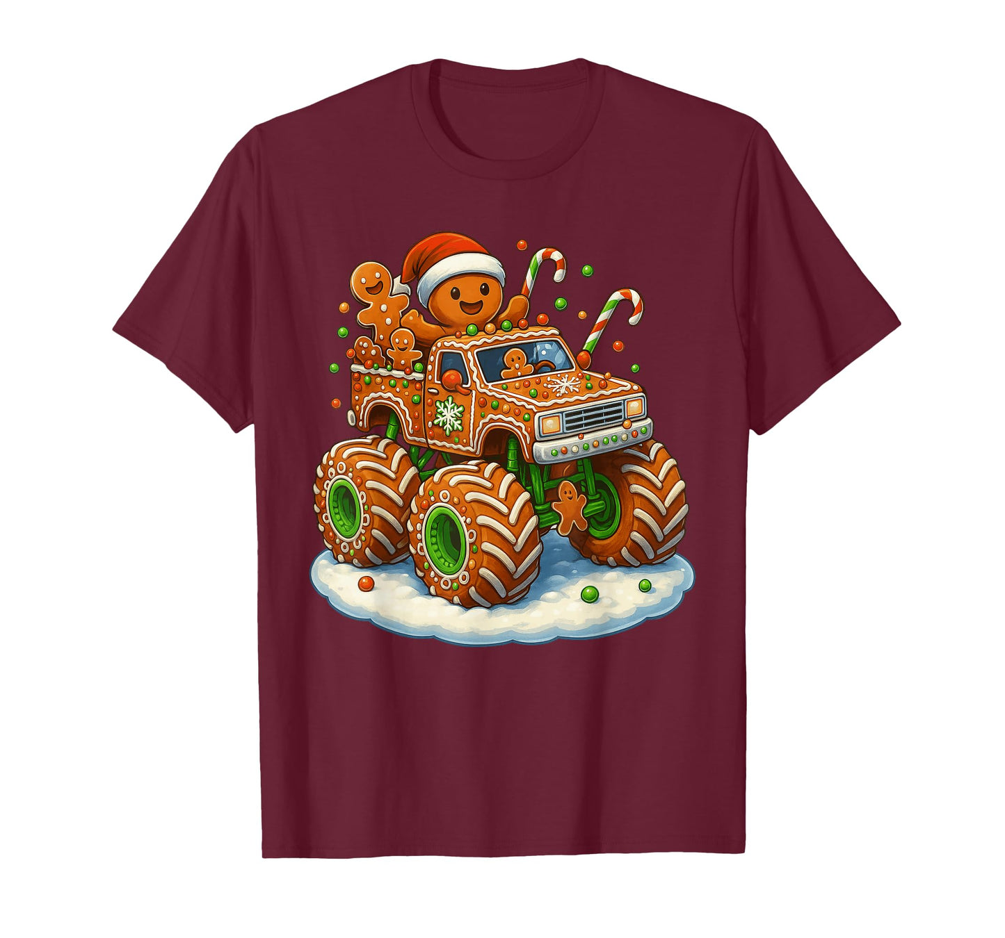 Monster Truck Gingerbread Funny Santa Hat Christmas Baking T-Shirt