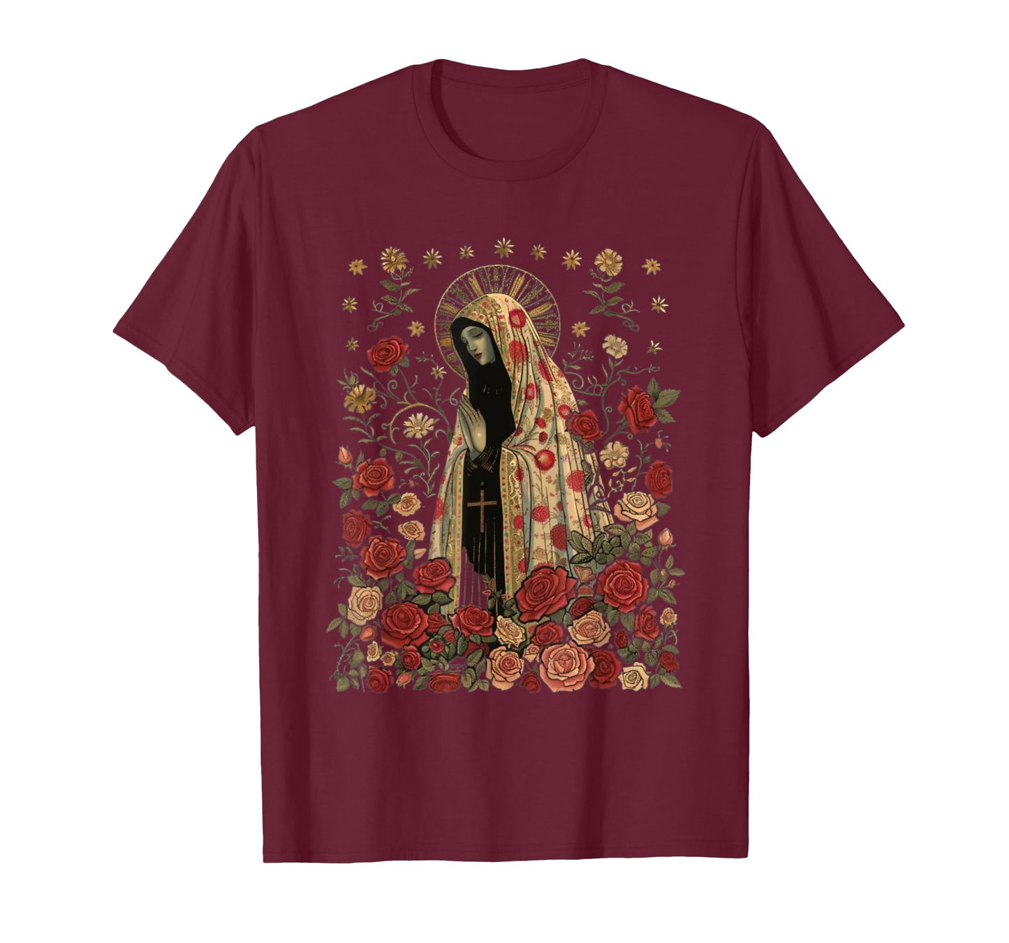 Our Lady of Fatima with Rosary, Catholics, Christians T-Shirt