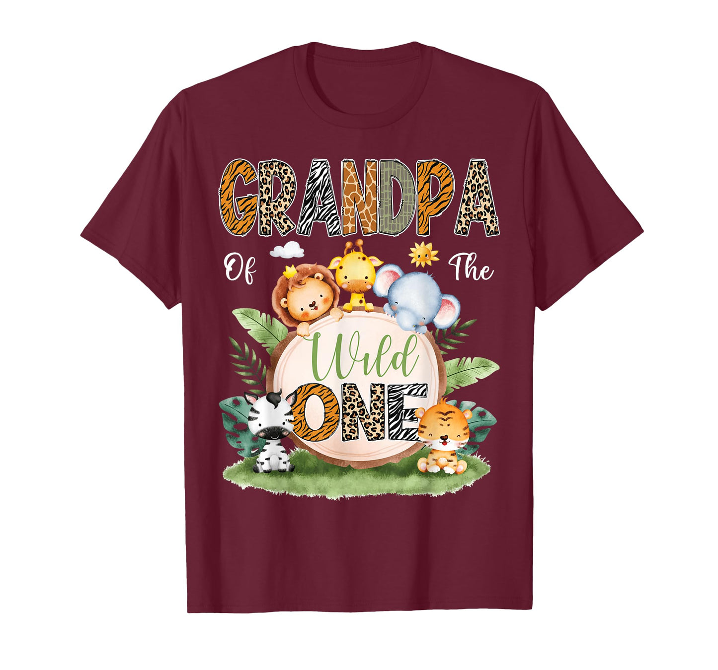 Grandpa Of The Wild One 1St Birthday Kids Safari Jungle T-Shirt
