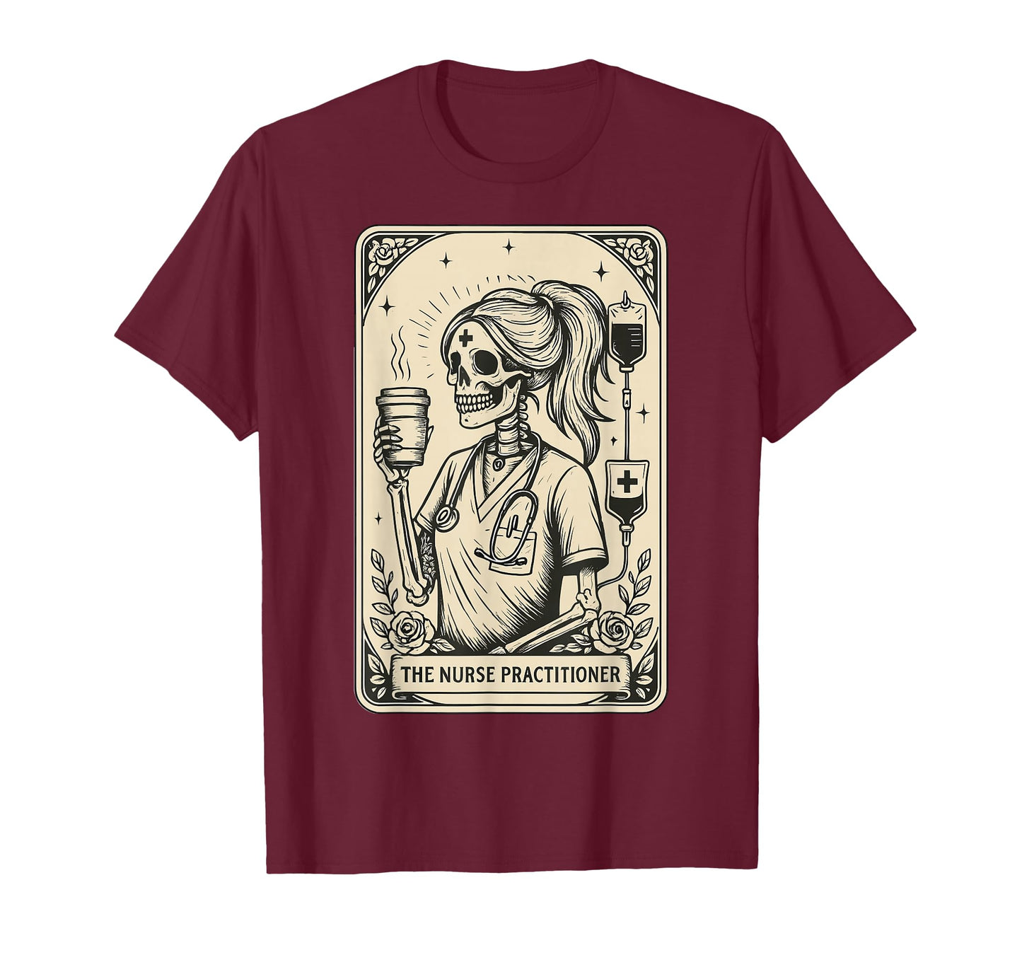 Nurse Practitioner Tarot Witch Skeleton Halloween T-Shirt