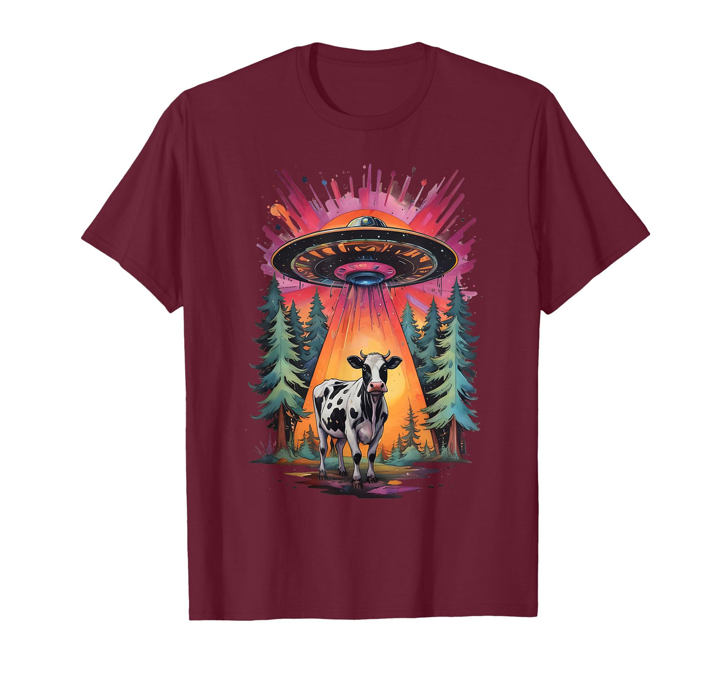Funny Vintage Retro Graphic Alien UFO Cow Abduction BELIEVE T-Shirt
