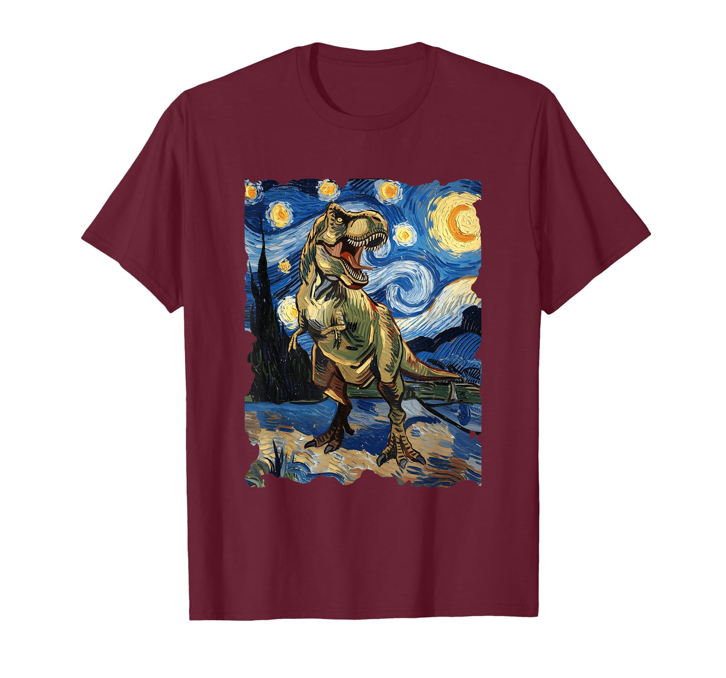 T-Rex Starry Night - Funny Van Gogh Painting Dinosaur T-Shirt