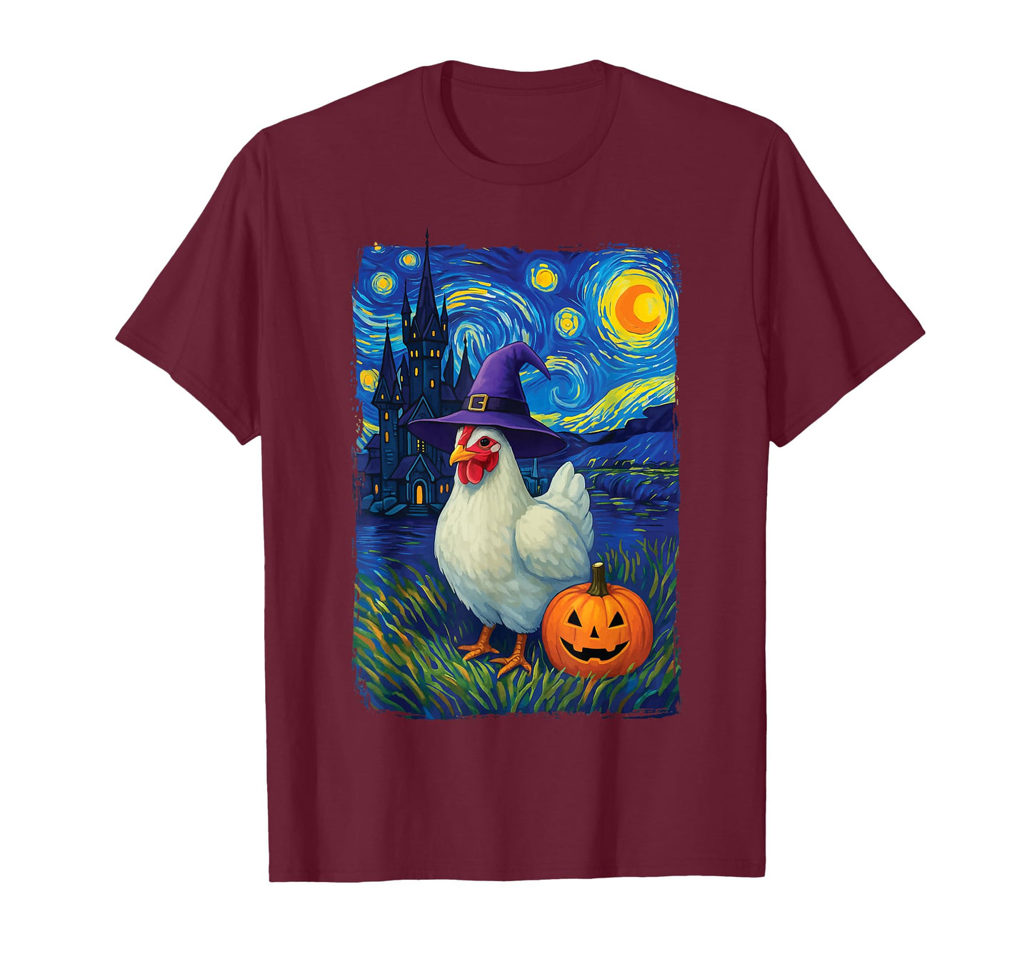 Chicken Starry Night Halloween Poultry Farmer T-Shirt