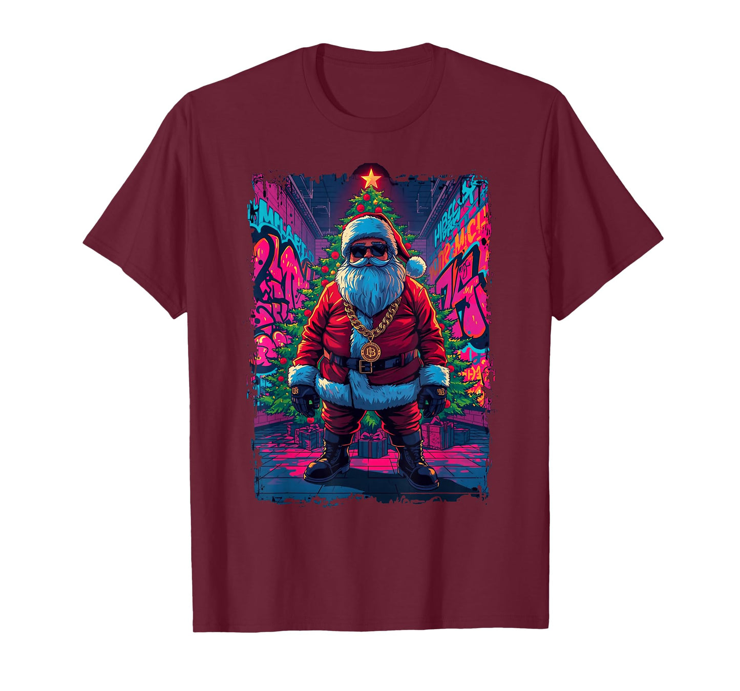 Urban Hip Hop Santa Graffiti Xmas Design T-Shirt