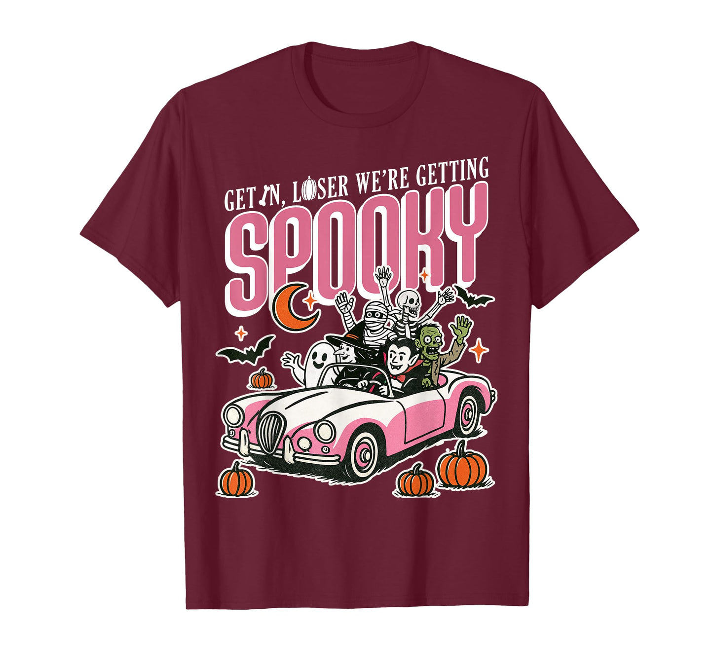 Retro Halloween Spooky Vintage Witch Skeleton Horror Pumpkin T-Shirt
