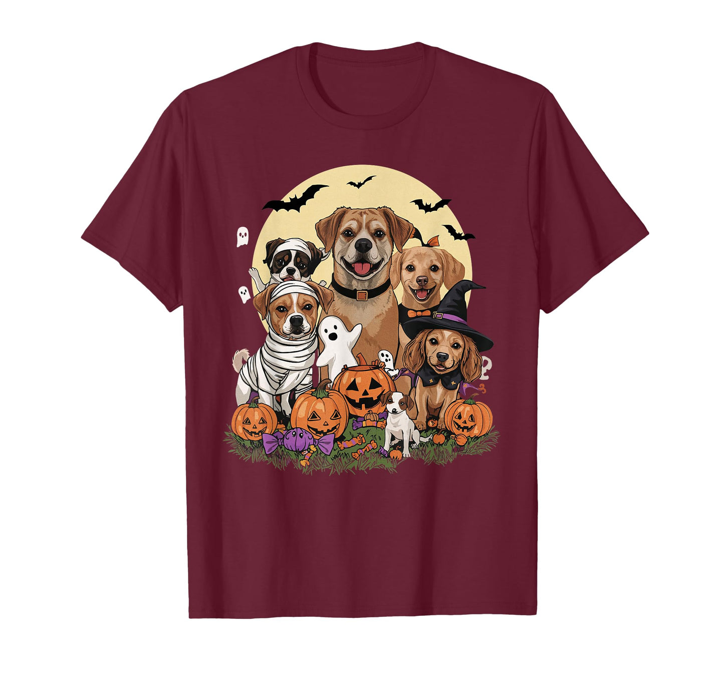 Cute Mummy Witch Ghost Halloween Dog Costume Men Women Kids T-Shirt