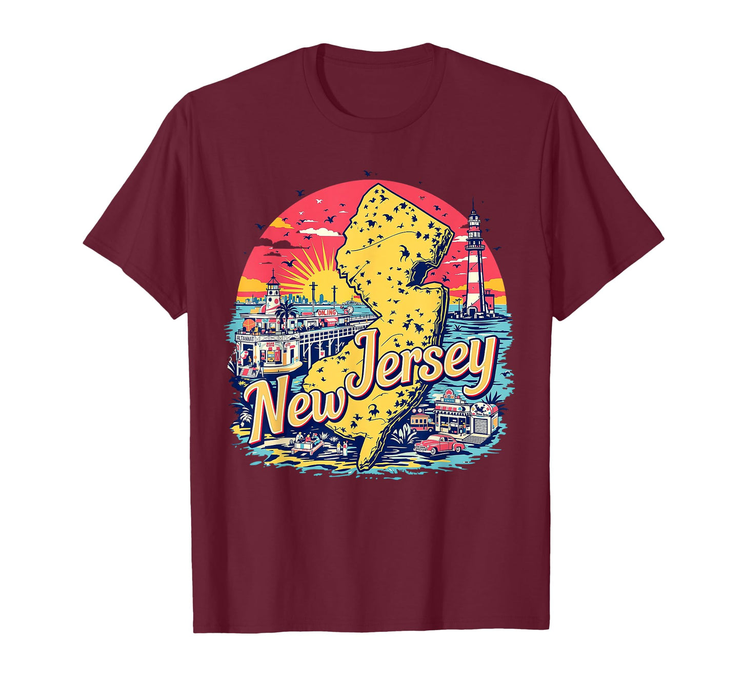 Vintage New Jersey State Map Retro T-Shirt