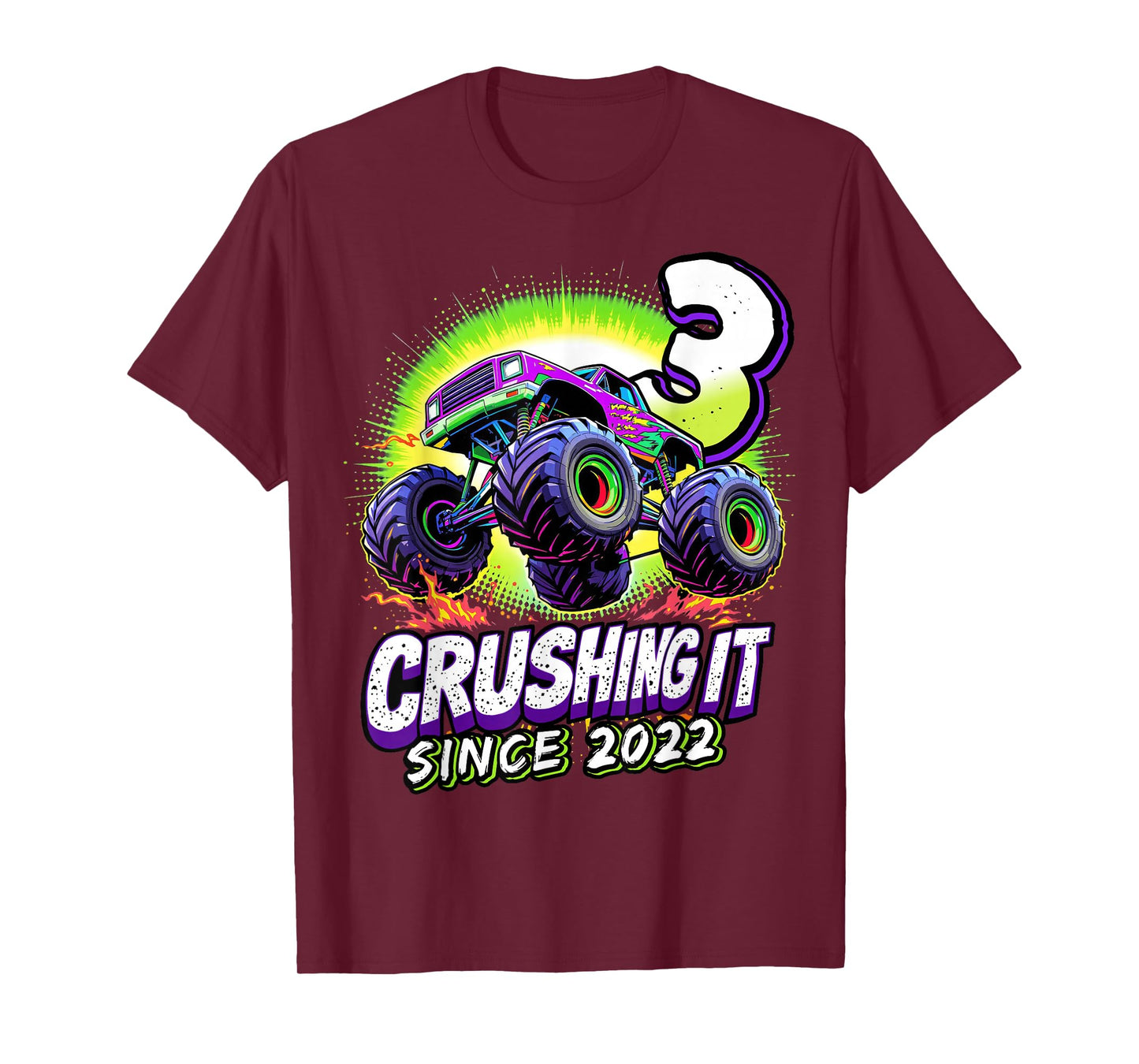 Birthday Monster Truck 3 year Old Boys 3rd Party Born 2022 T-Shirt