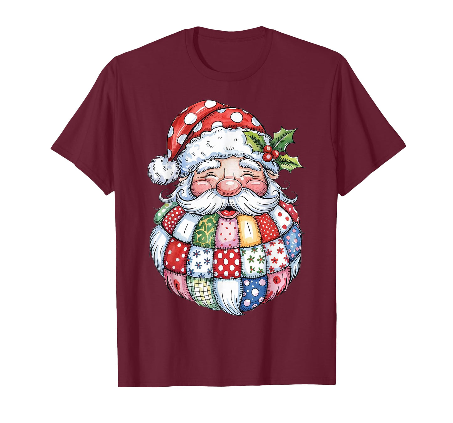Patchwork Santa Claus Retro Christmas Funny Mens Womans Kids T-Shirt