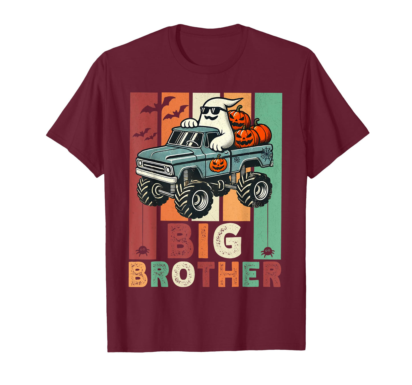 Vintage Ghost Monster Truck Halloween Big Brothers Pumpkins T-Shirt
