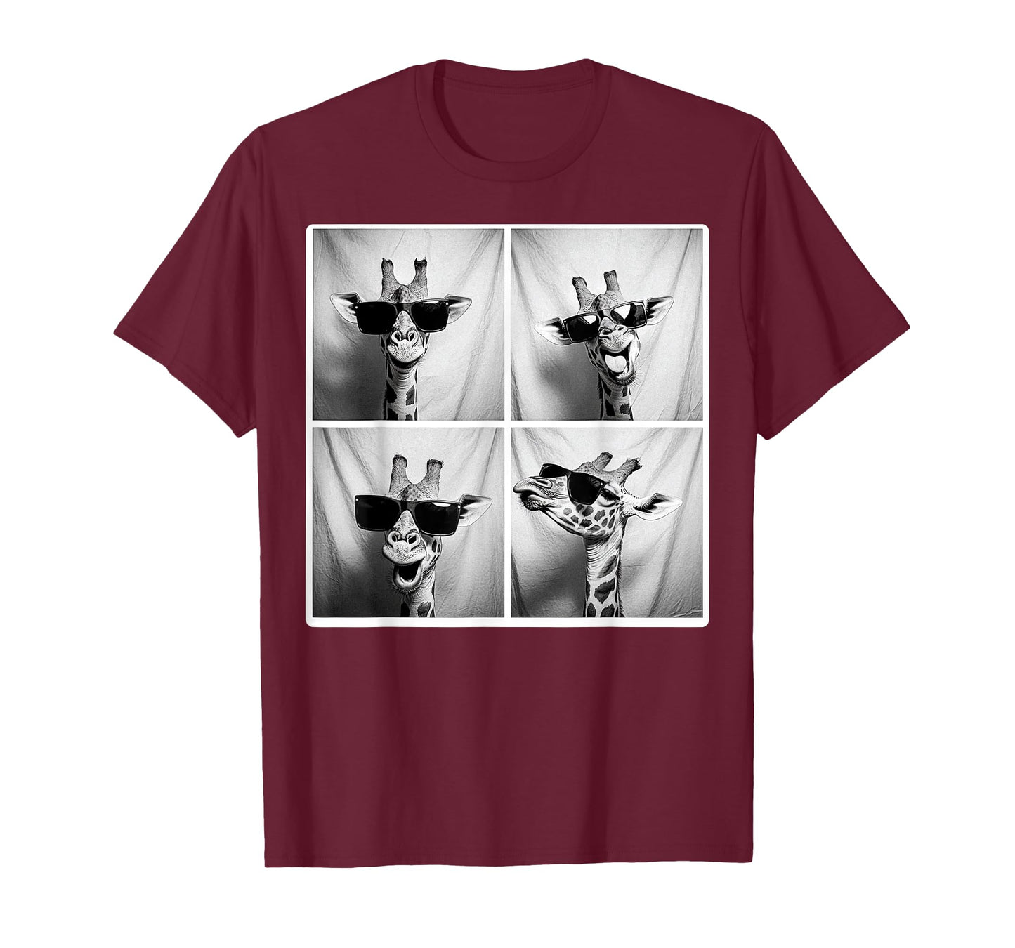 Giraffe Wearing Sunglasses Funny Photobooth Safari Selfie T-Shirt
