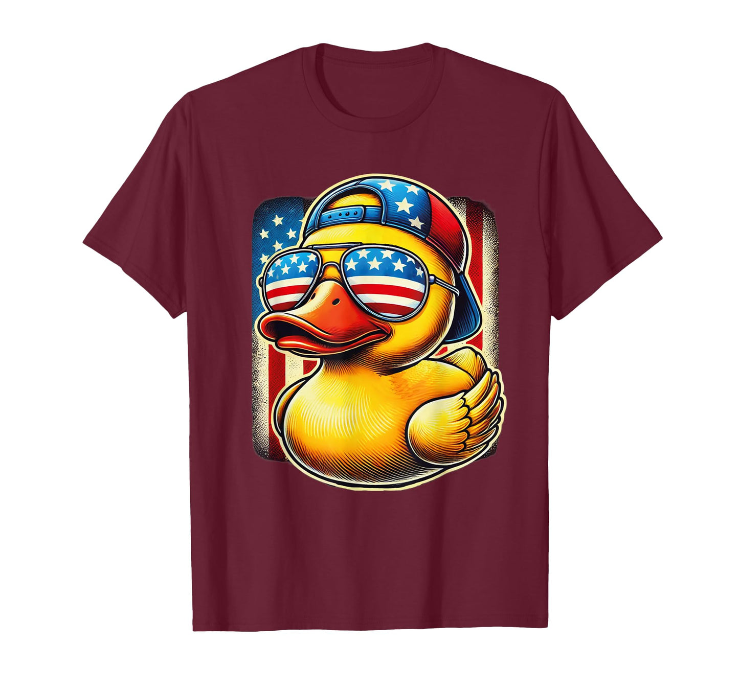 Rubber Duck Shirt USA Flag Gift Funny Duckie Cool Duck T-Shirt