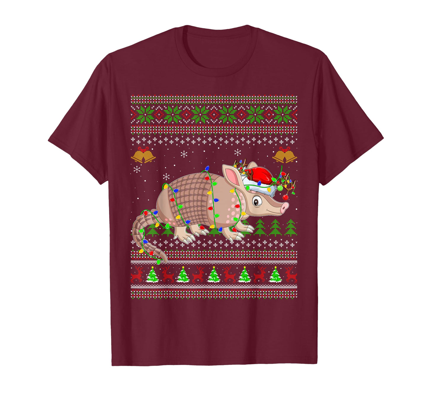 Armadillo Ugly Christmas Sweaters Holiday Santa Cute Xmas T-Shirt