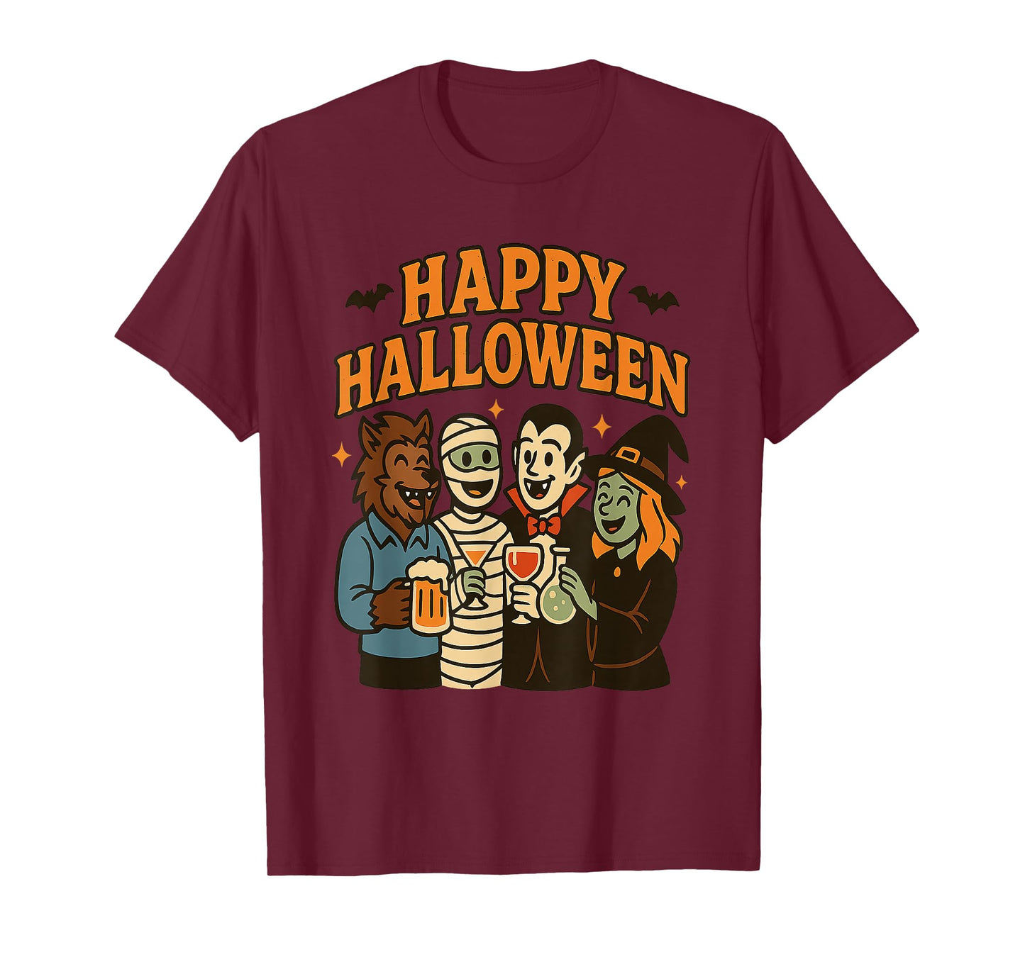 Happy Halloween Drinking Squad T-Shirt Funny Monster Party T-Shirt