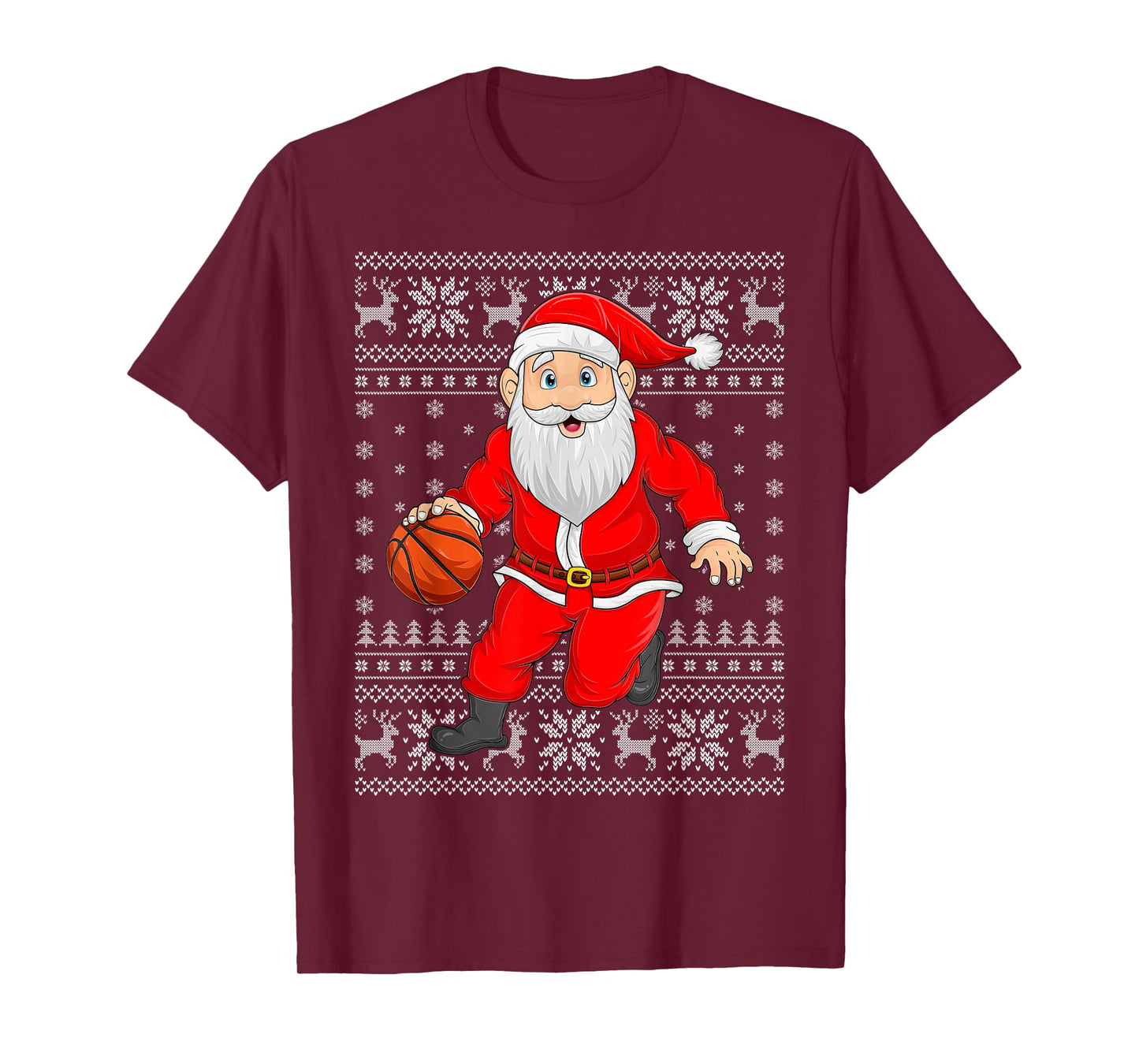 Santa Playing Basketball Ugly Christmas Sweaters Xmas T-Shirt