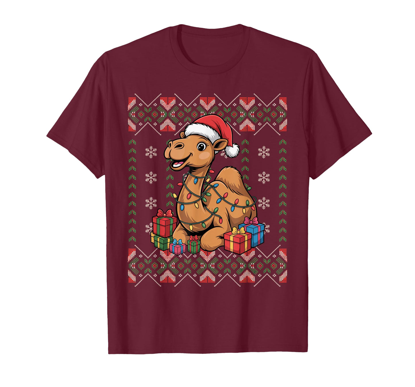 Santa Camel Christmas Ugly Sweater Funny Holiday Pajamas T-Shirt