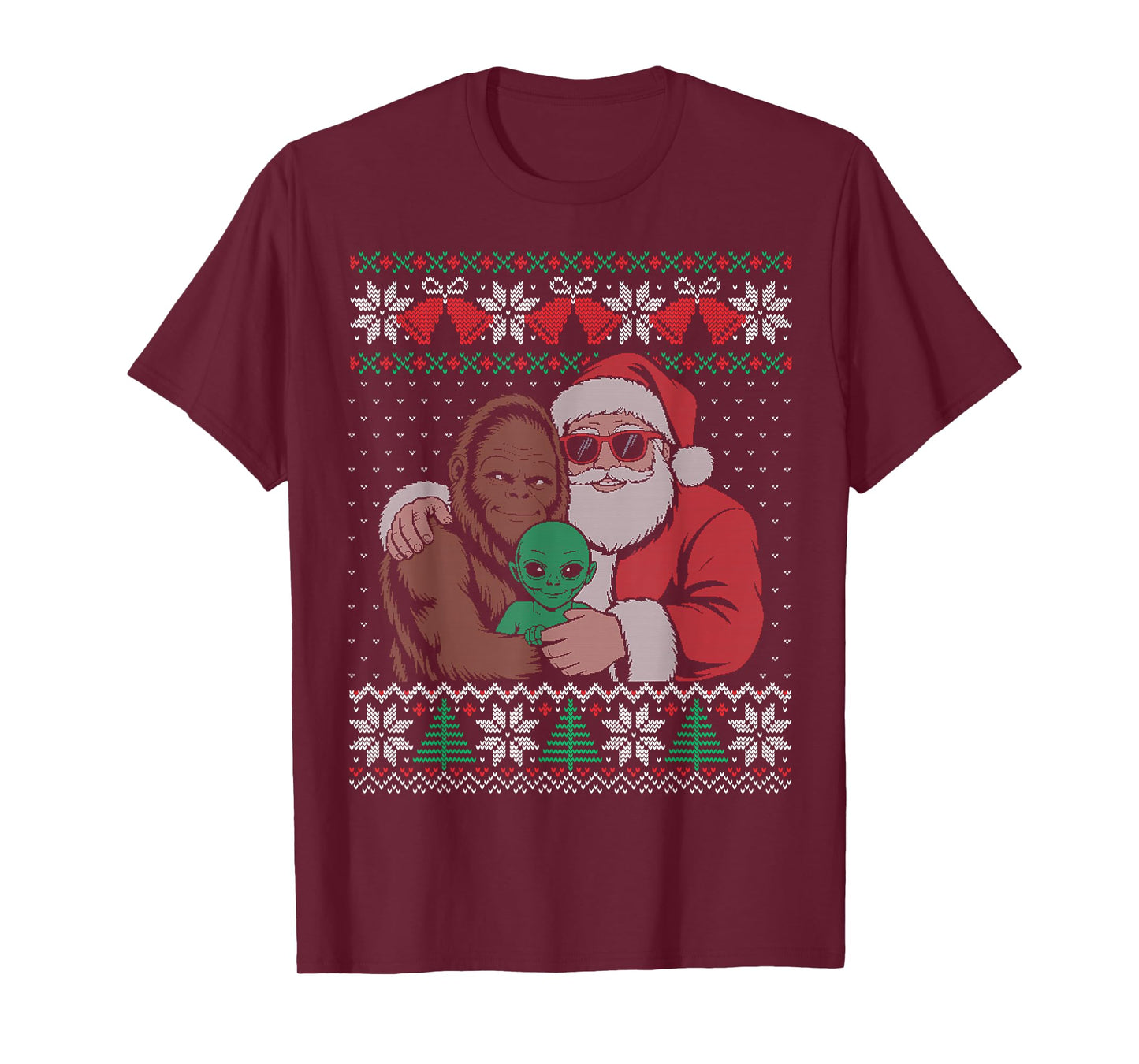 Alien Santa Bigfoot Ugly Christmas Sweater Funny T-Shirt