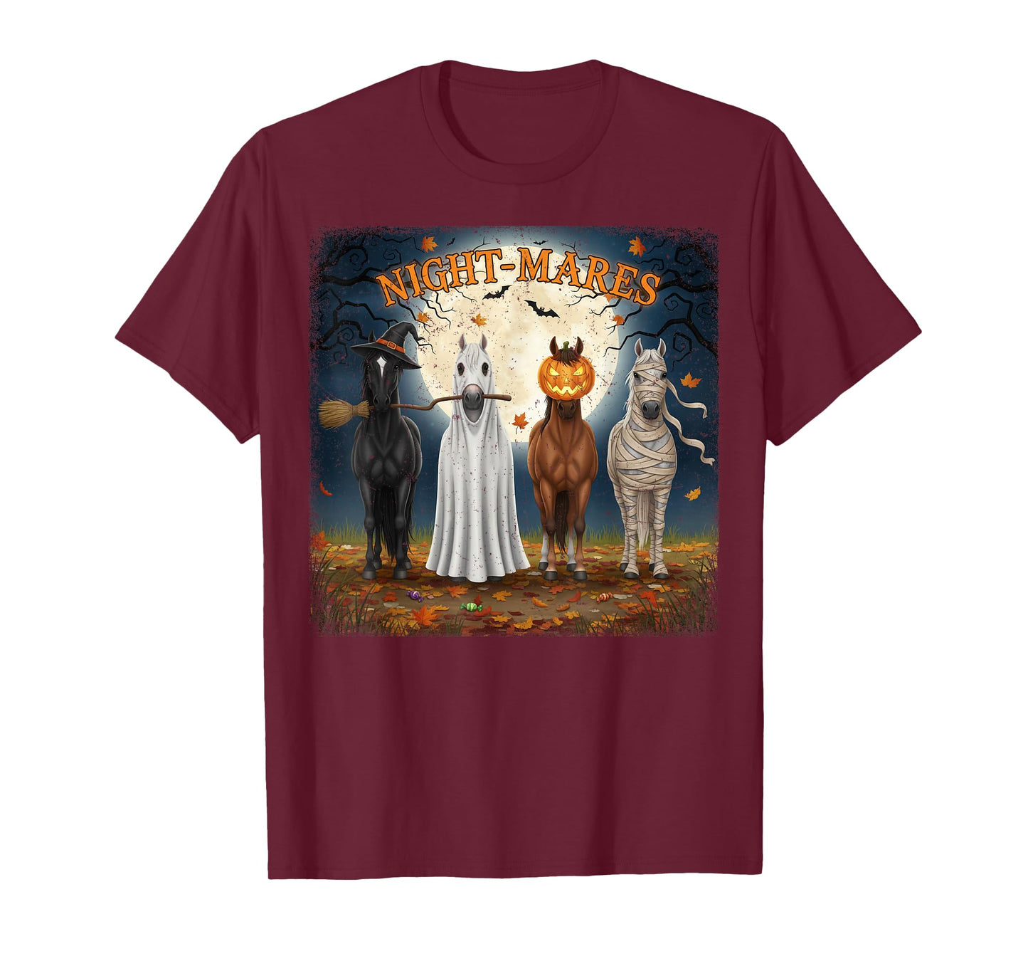 Night-Mares Halloween Horse Design for Equestrian Woman Girl T-Shirt