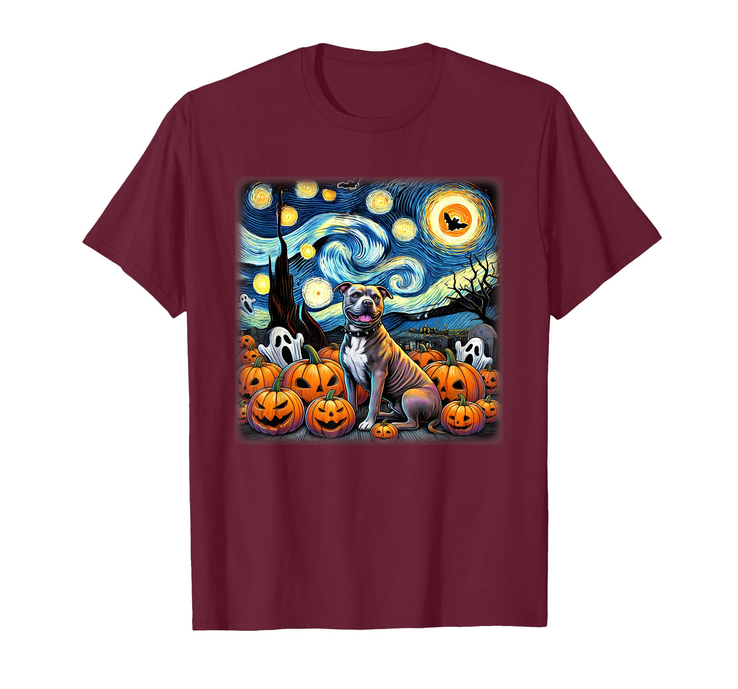 Starry Night Pitbull Halloween T-Shirt
