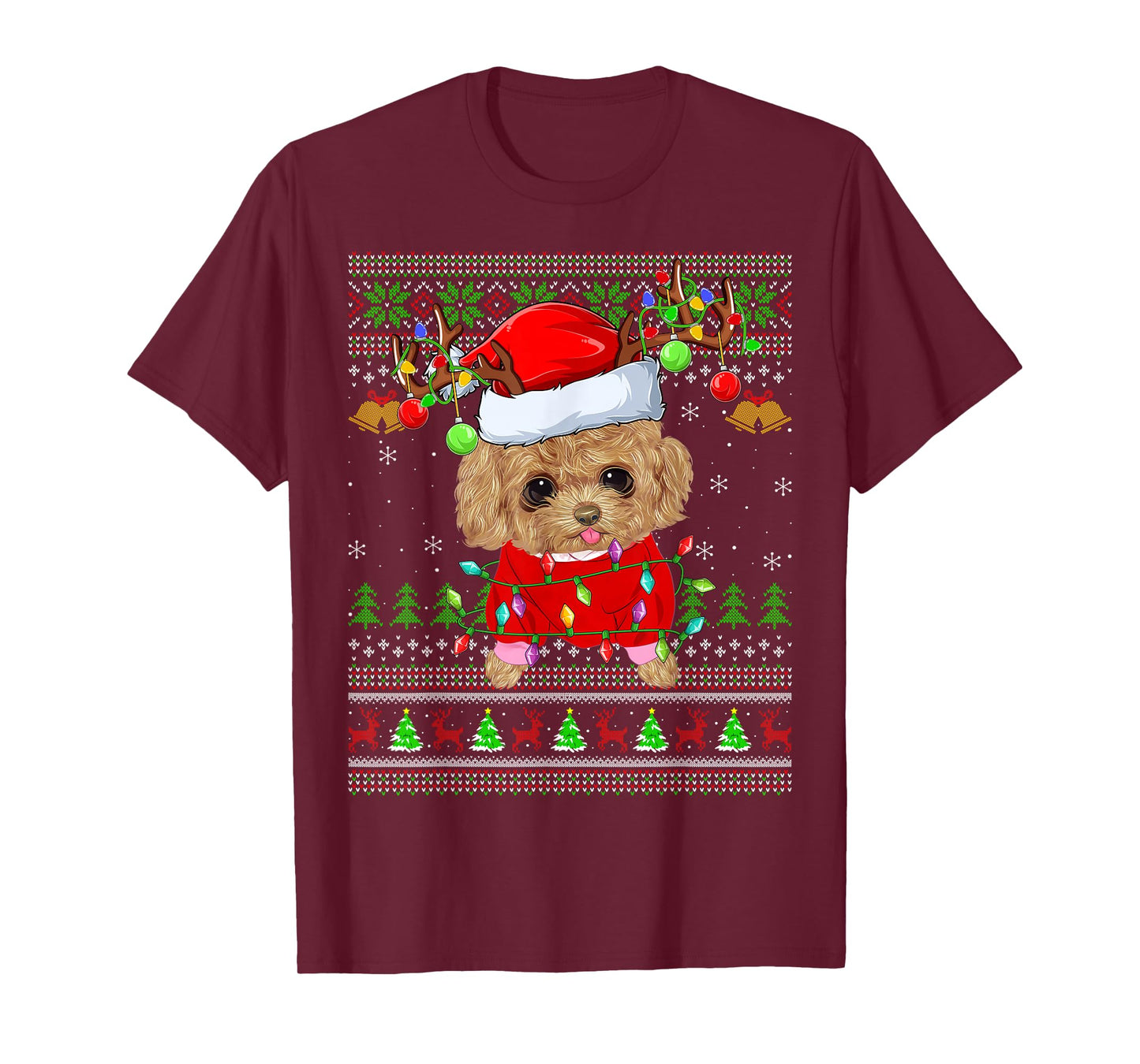 Toy Poodle Dog Ugly Christmas Sweaters Holiday Santa Xmas T-Shirt