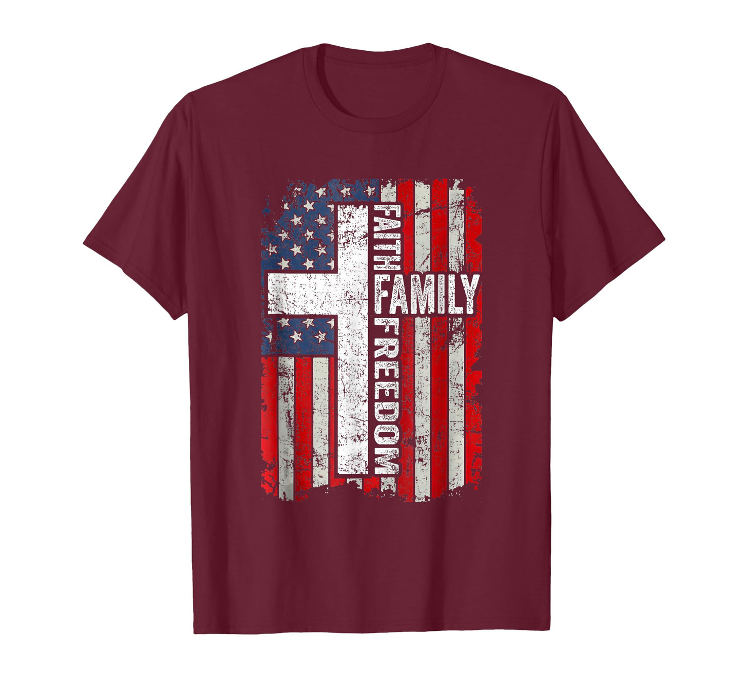 Faith Family Freedom Patriotic Christian Vintage USA T-Shirt